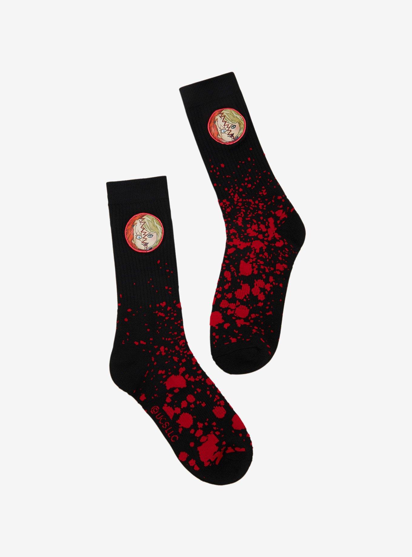 Chucky Tiffany Split Patch Blood Splatter Crew Socks, , hi-res