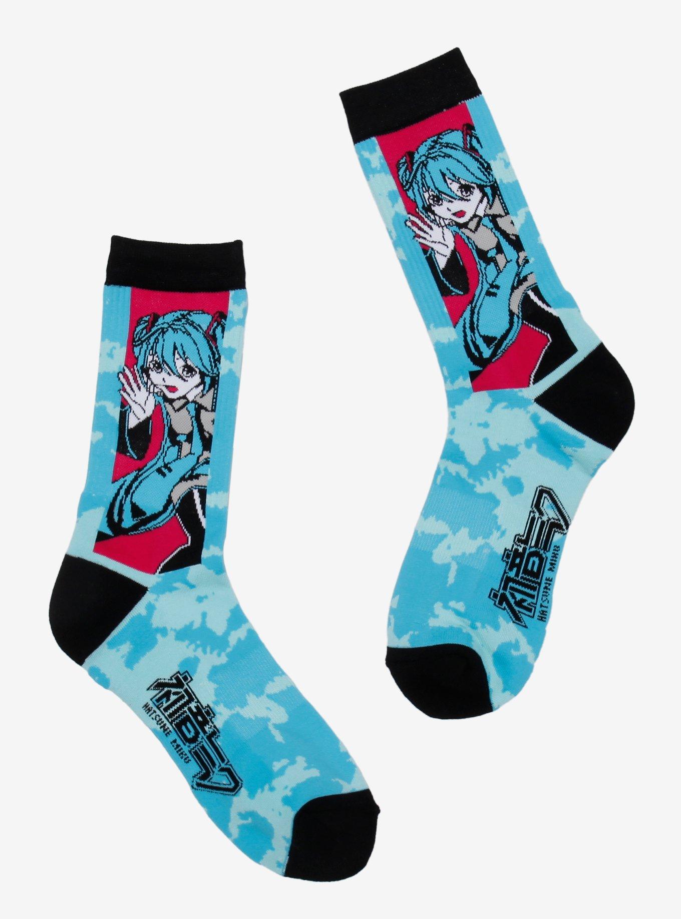 Hatsune Miku Profile Tie-Dye Crew Socks | Hot Topic