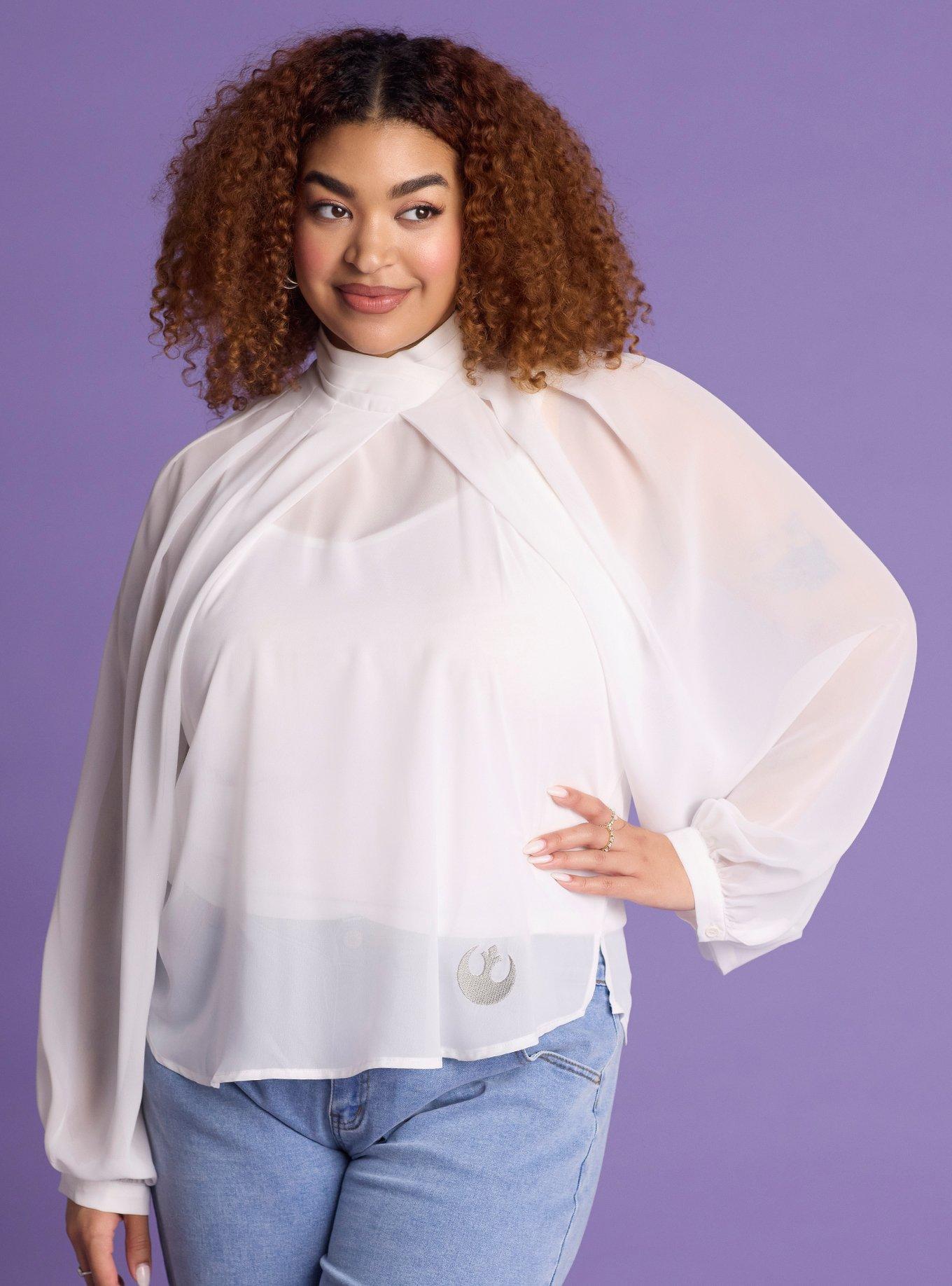 Her Universe Star Wars Princess Leia Chiffon Long-Sleeve Top Plus Size Her Universe Exclusive, , hi-res