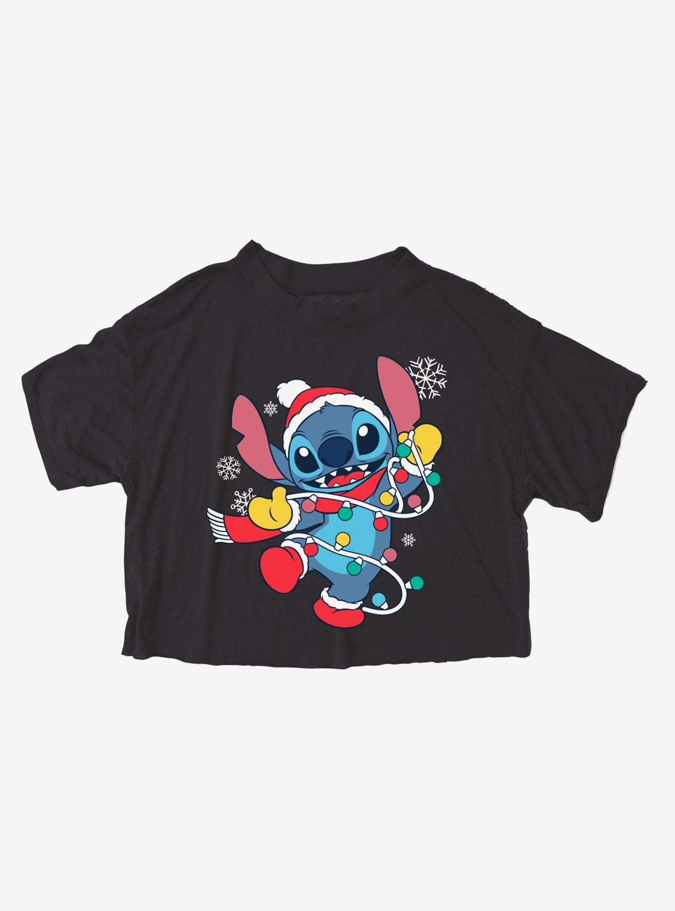 Disney Stitch Holiday Lights Girls Crop T-Shirt, , hi-res