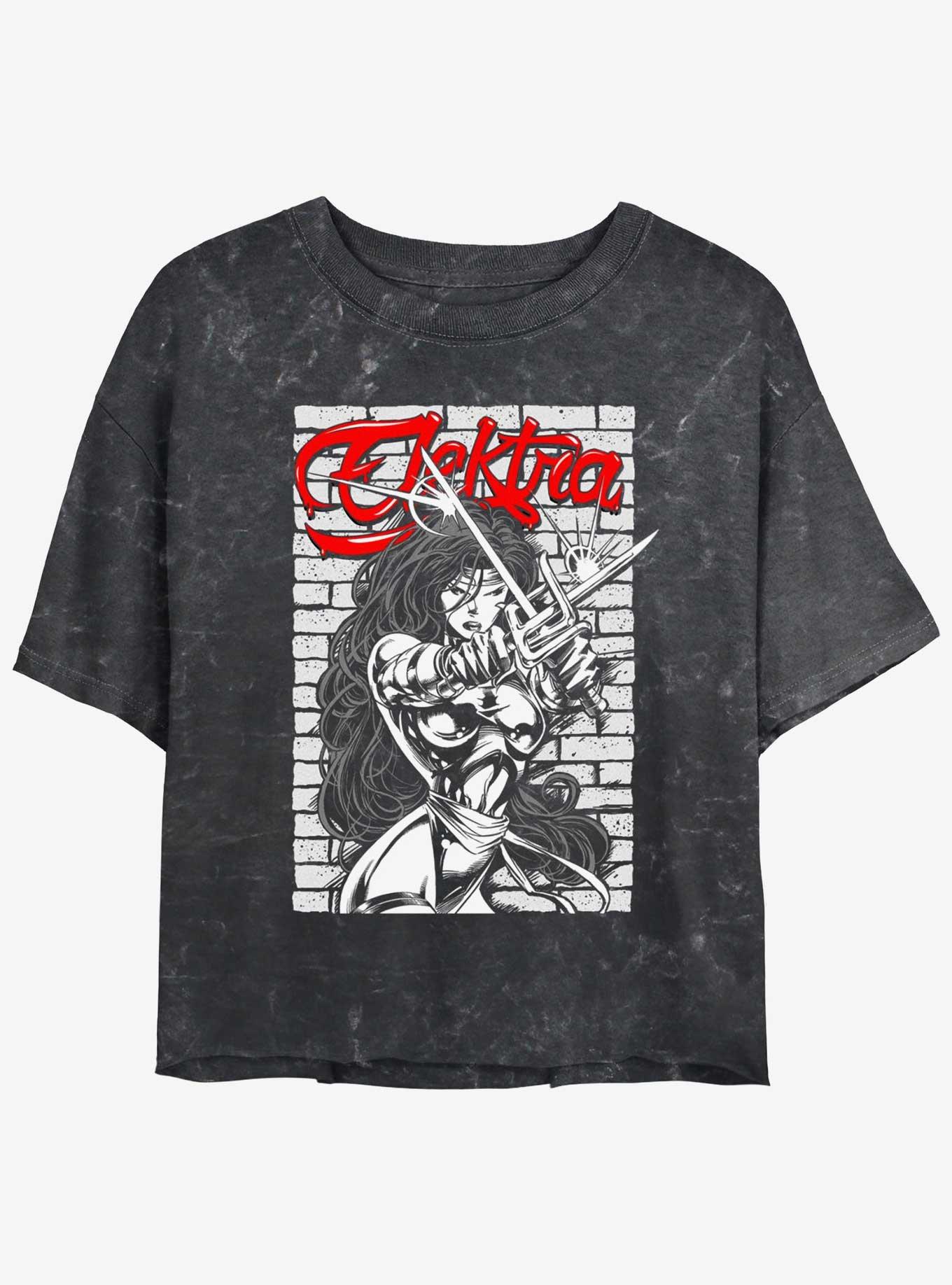 Marvel Elektra Dangerous Beauty Girls Mineral Wash Crop T-Shirt, , hi-res