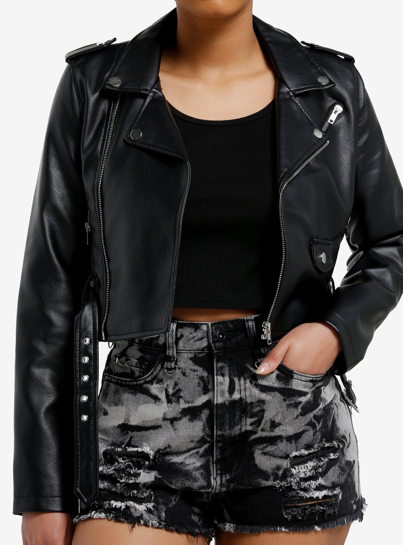 Black Acid Wash Studded Denim Shorts
