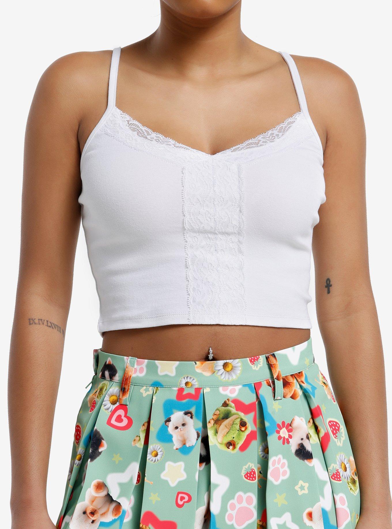 Sweet Society White Lace Girls Crop Cami, , hi-res