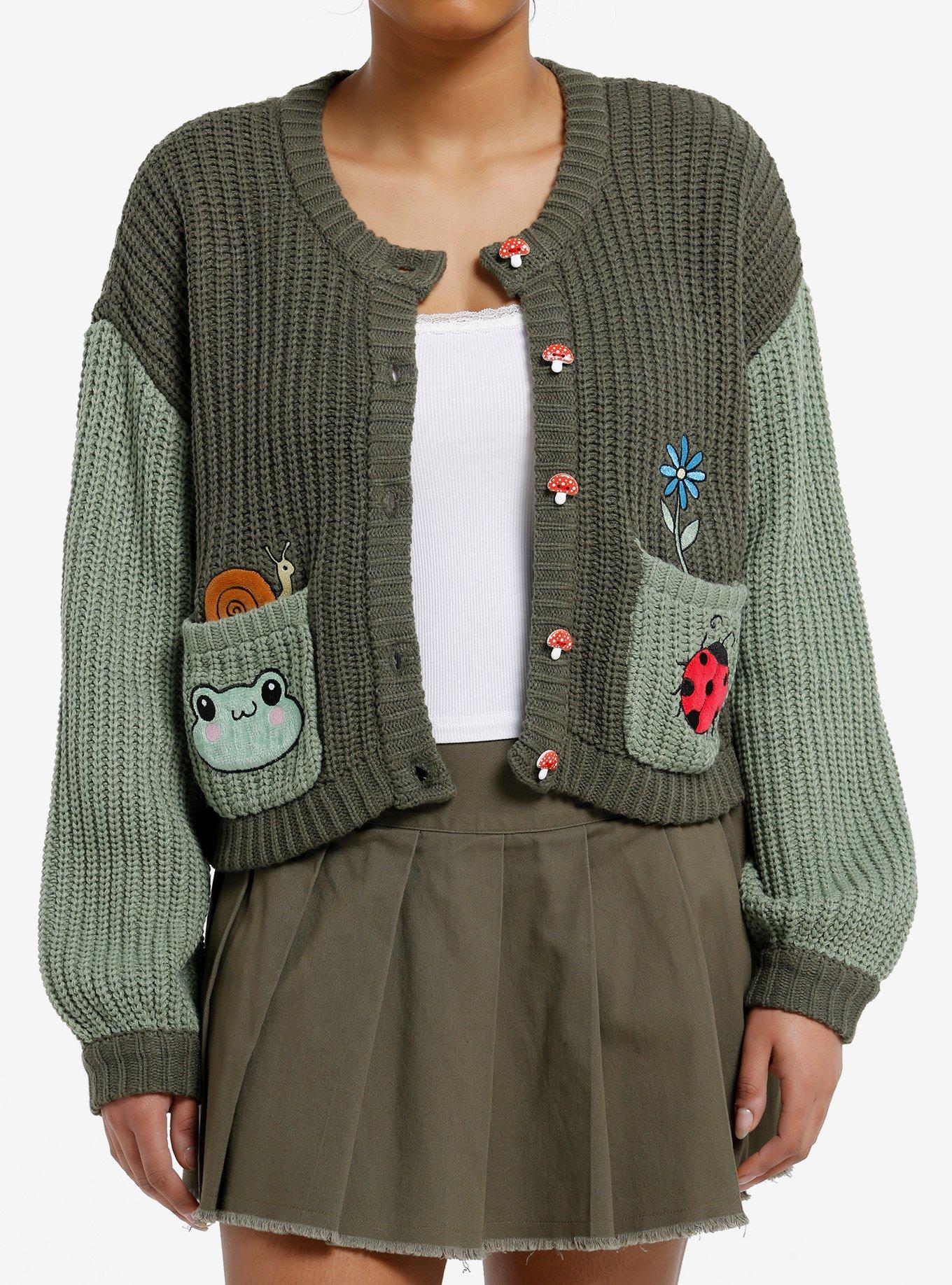 Sweet Society Green Color-Block Snail Mushroom Girls Crop