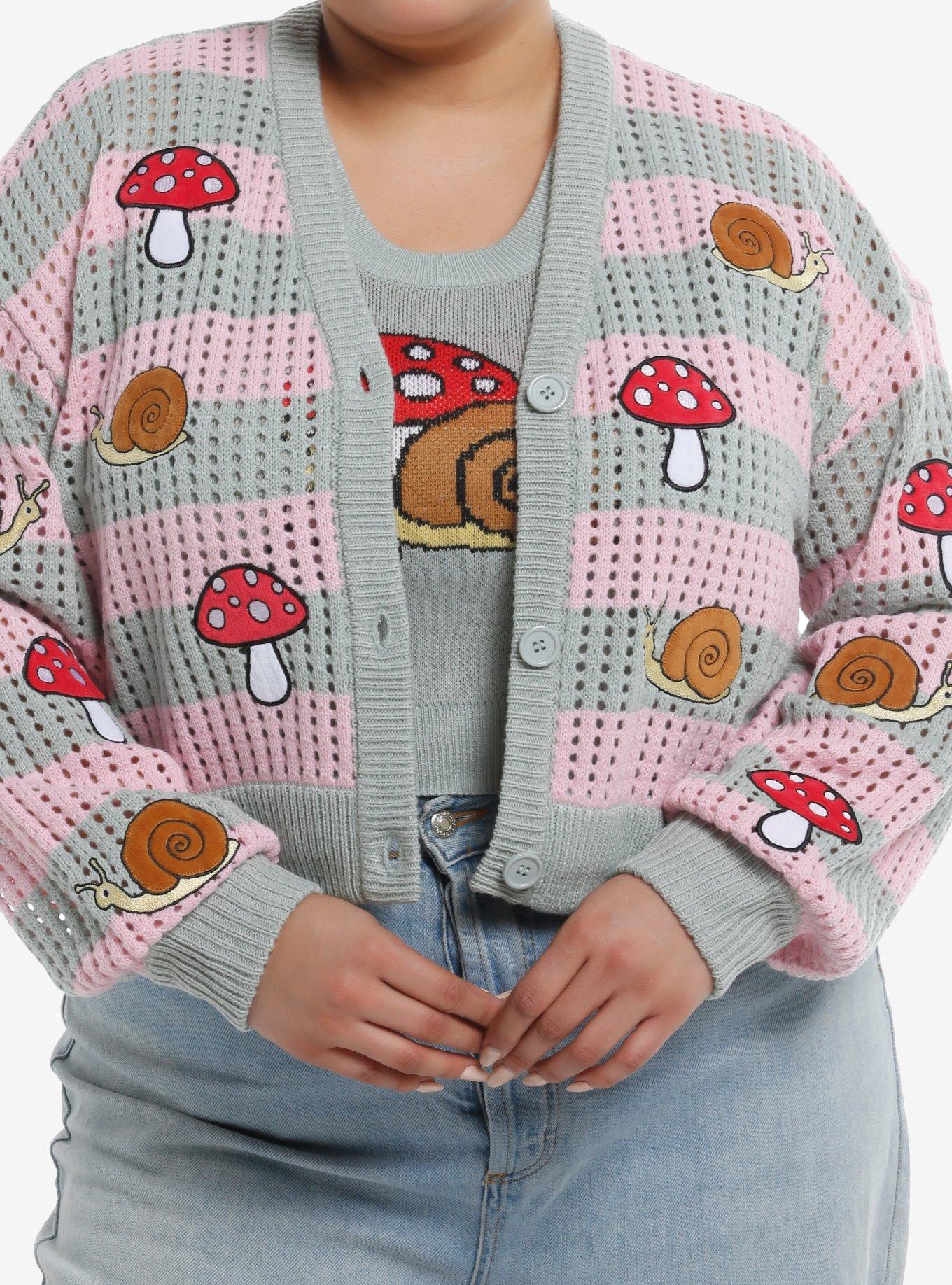 Sweet Society Mushroom & Snail Girls Crop Cardigan & Tank Top Set Plus Size, , hi-res