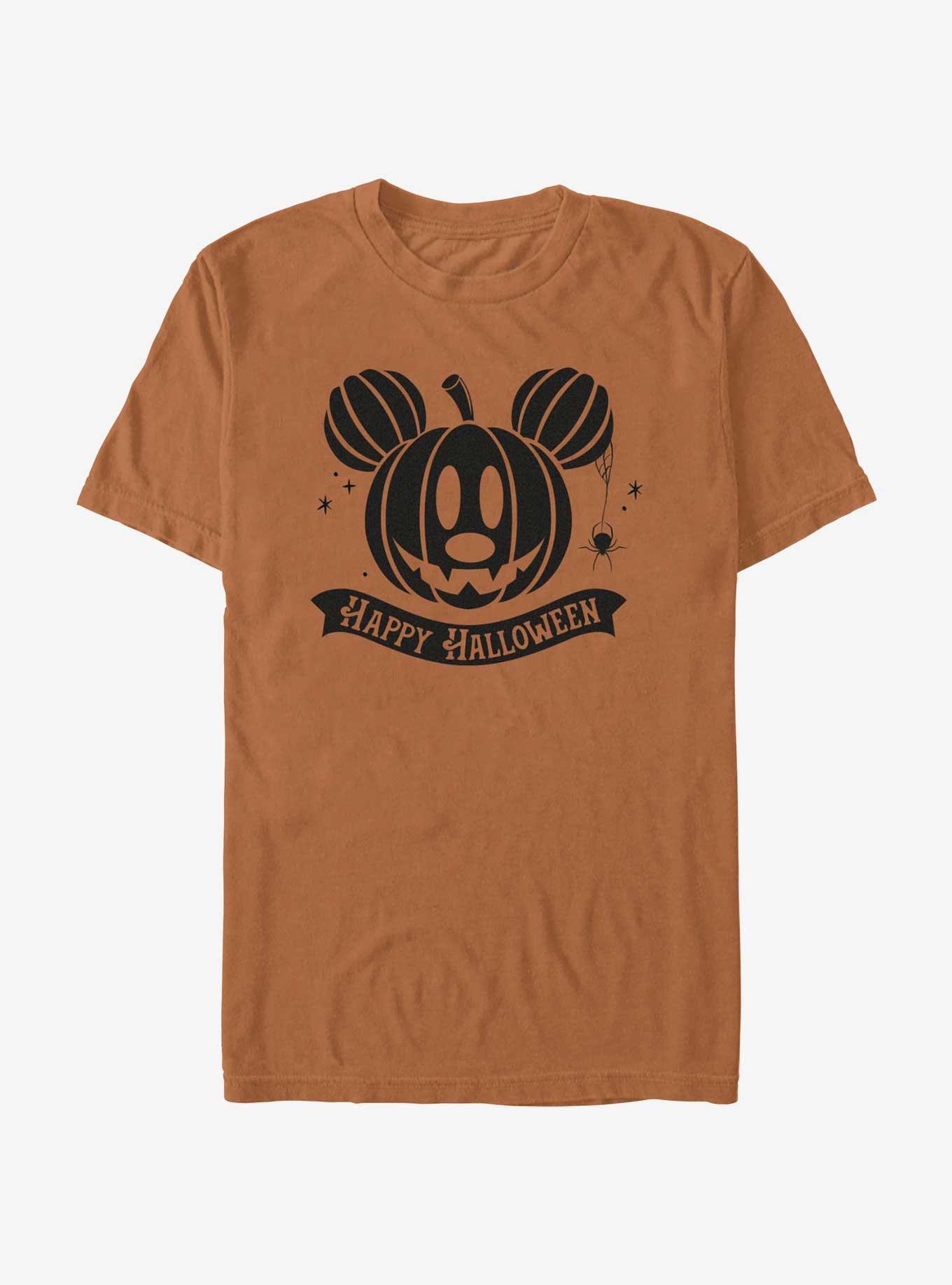 Disney Mickey Mouse Happy Halloween Mickey Pumpkin Garment Dye T-Shirt, YAM, hi-res