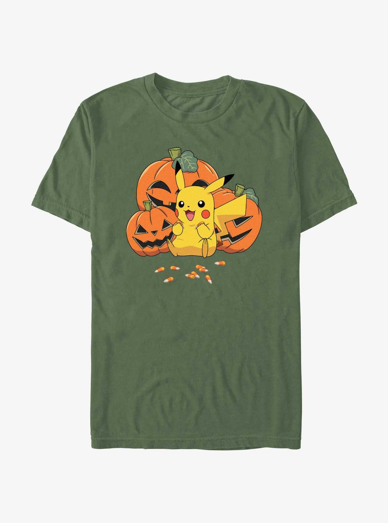 Pokemon Pikachu Pumpkins Garment Dye T-Shirt, MOSS, hi-res