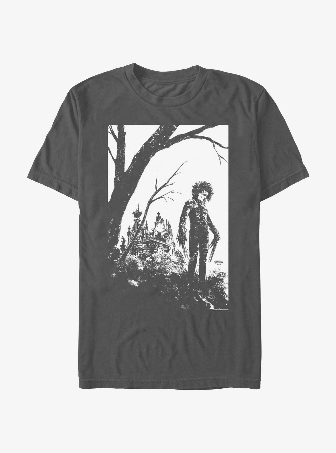 Edward Scissorhands Black And White Cover Garment Dye T-Shirt, , hi-res