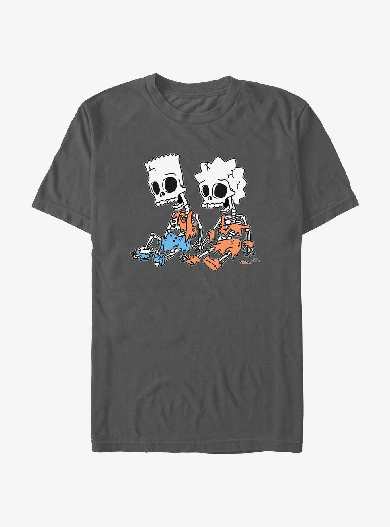 The Simpsons Skeleton Bart And Lisa Garment Dye T-Shirt, PEPPER, hi-res