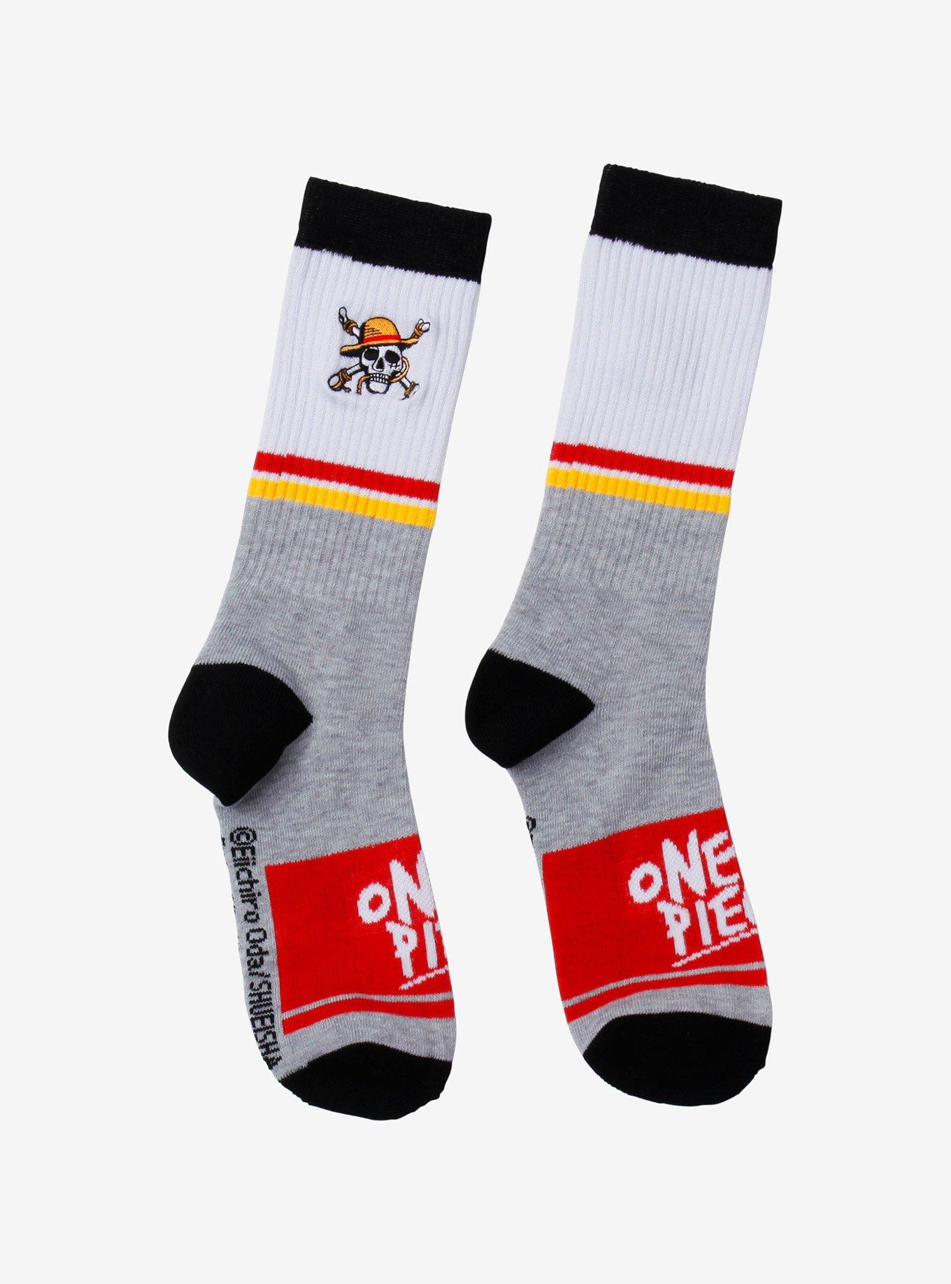 One Piece Jolly Roger Embroidered Crew Socks, , hi-res