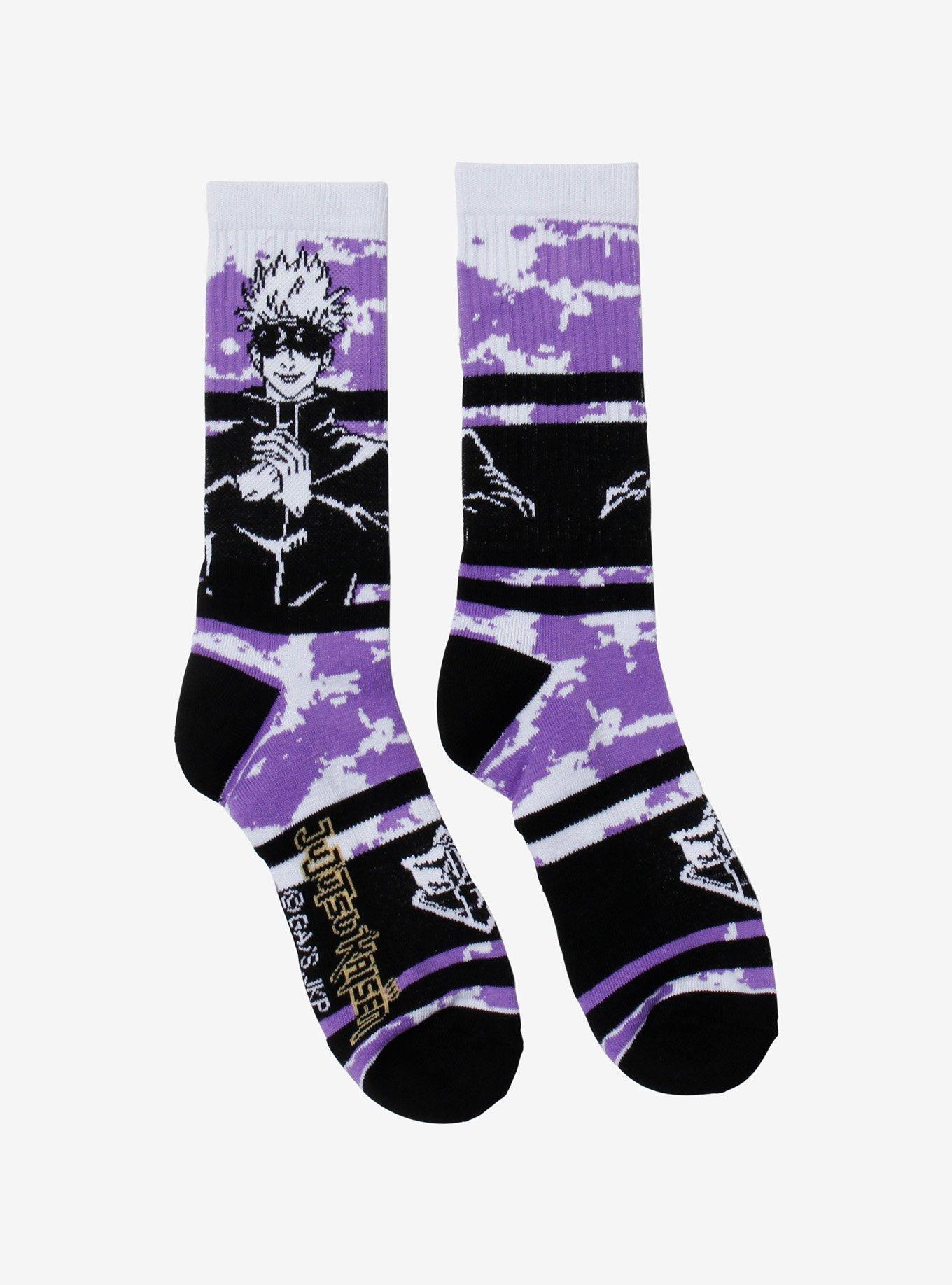 Jujutsu Kaisen Gojo Purple Tie-Dye Crew Socks, , hi-res