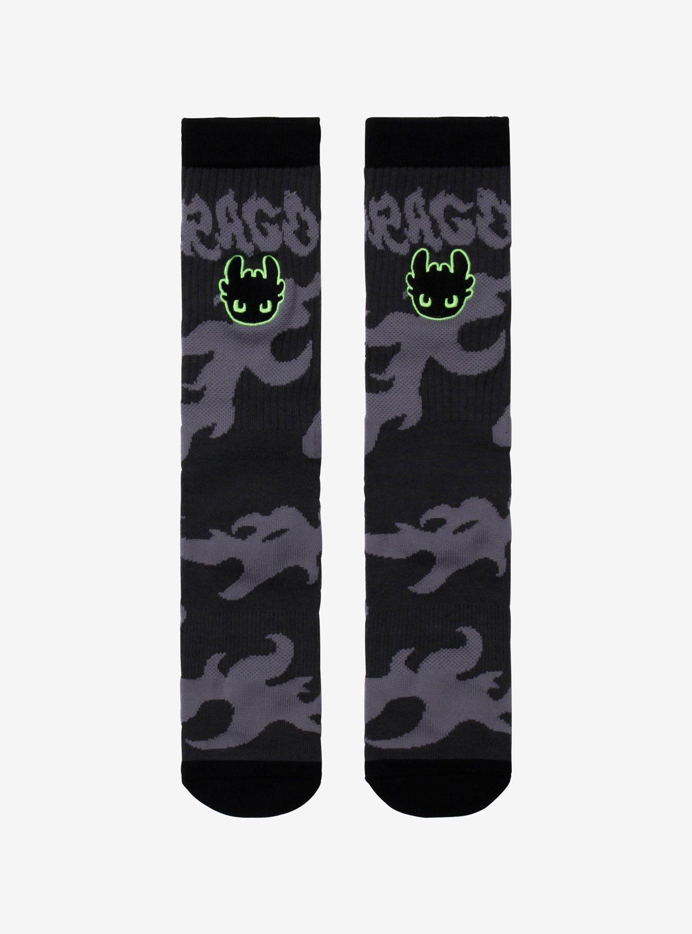 How To Train Your Dragon Toothless Glow-In-The-Dark Crew Socks, , hi-res