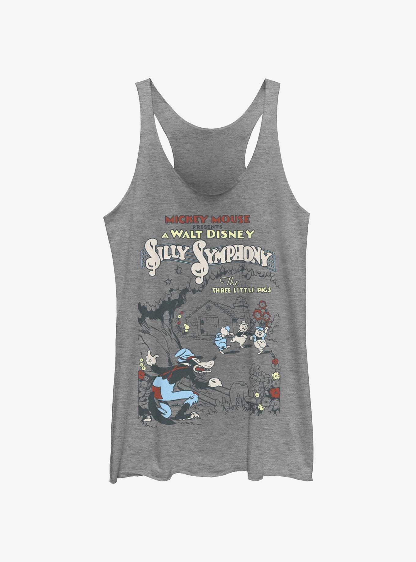 Disney Silly Symphony Three Little Pigs Poster Womens Tank, GRAY HTR, hi-res