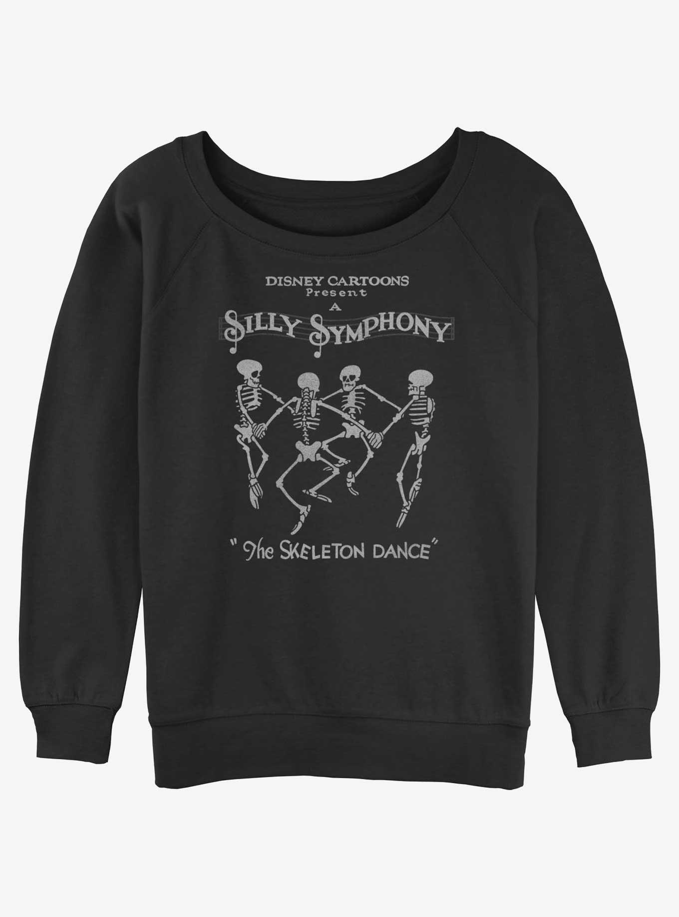 Disney Silly Symphony Skeleton Dance Womens Slouchy Sweatshirt, BLACK, hi-res