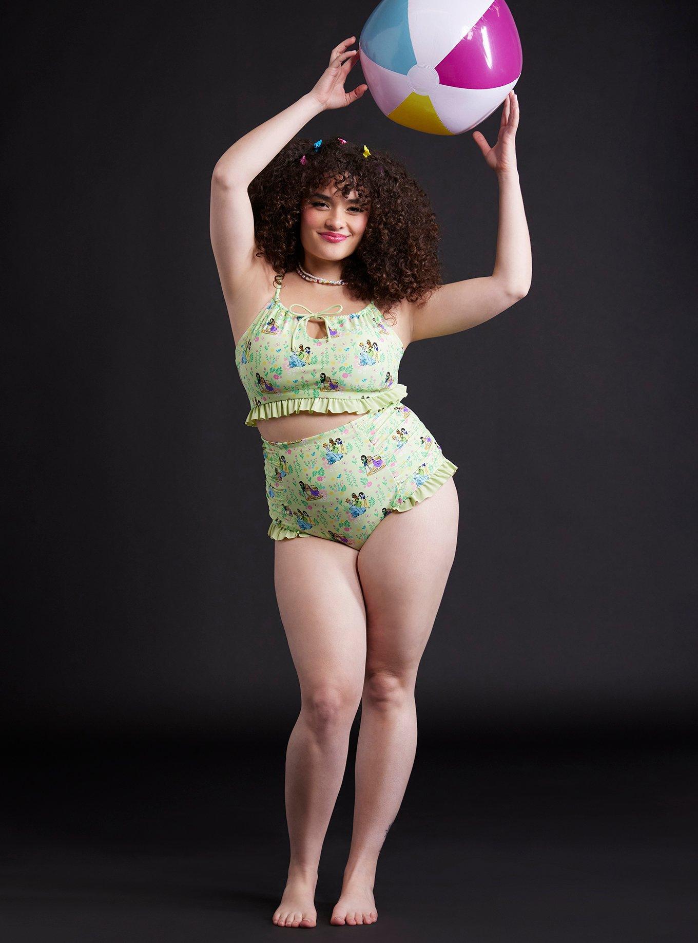 Disney Princess Floral High-Waisted Swim Bottoms Plus Size, , hi-res