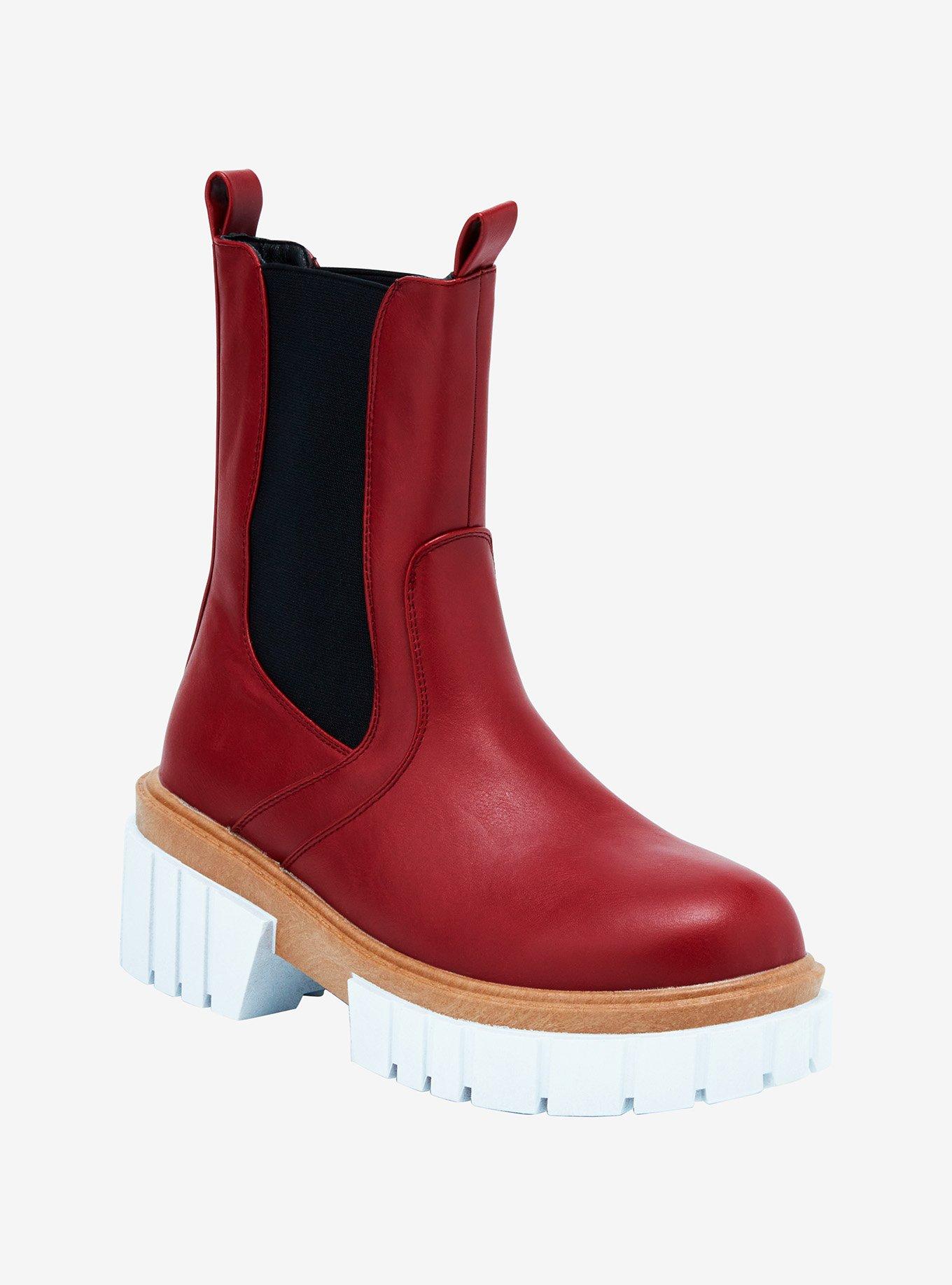 Yoki Burgundy Chelsea Boots, , hi-res