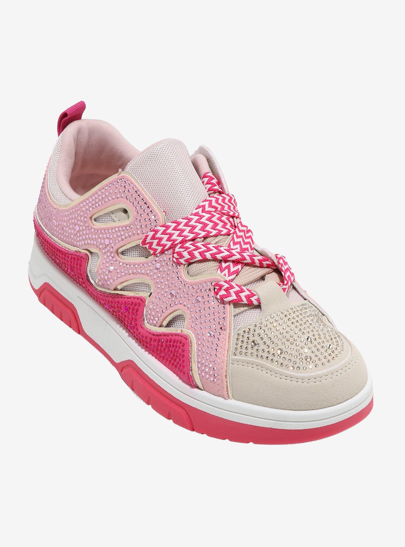 Yoki Pink & Beige Rhinestone Hunter Sneakers, MULTI, hi-res