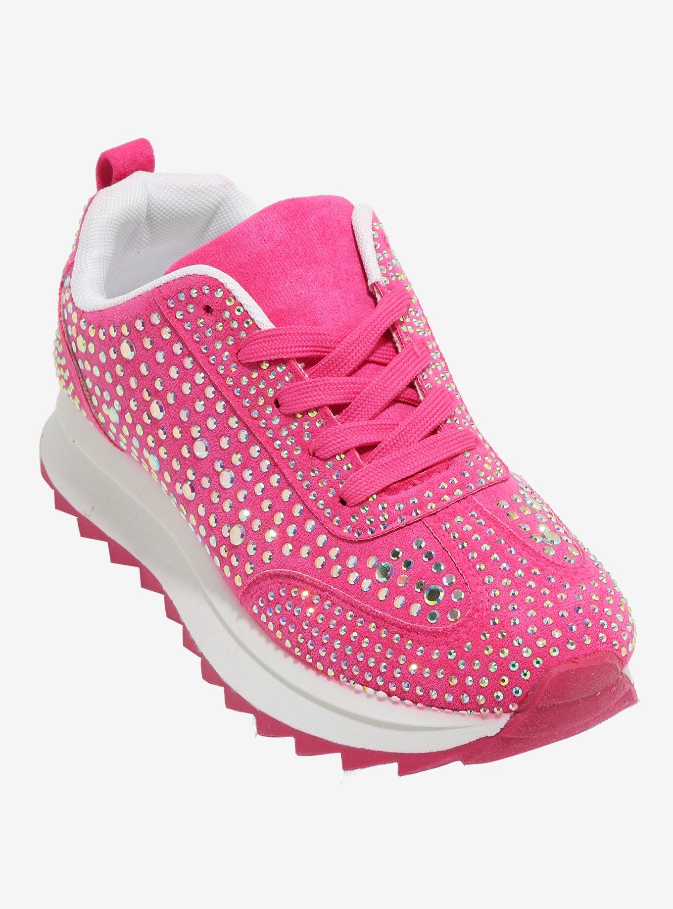 Yoki Pink Rhinestone Russel Sneakers, , hi-res