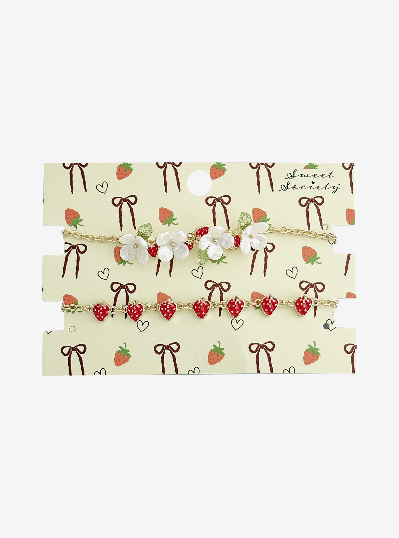 Sweet Society Floral Strawberry Bracelet Set, , hi-res