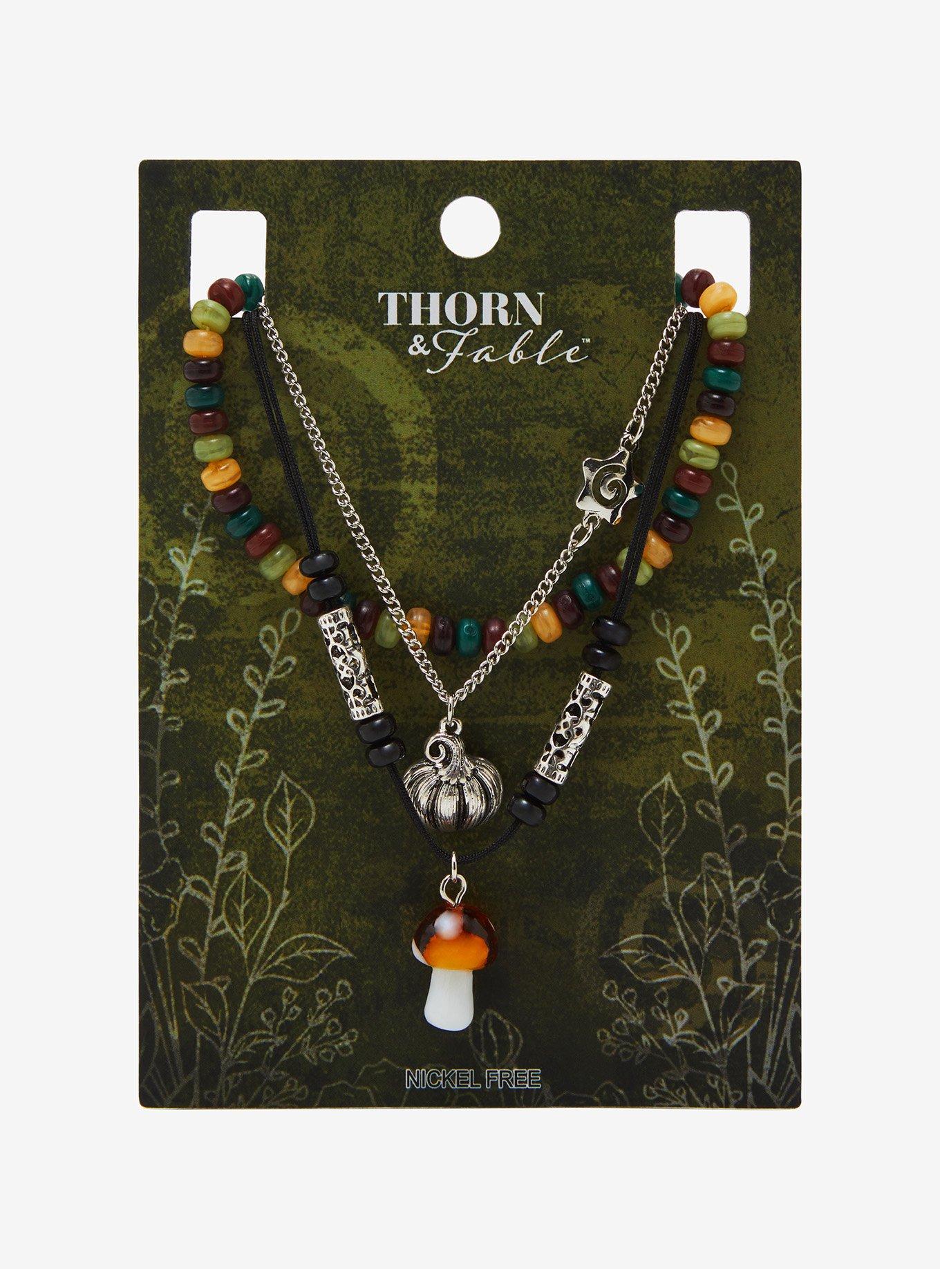 Thorn & Fable Mushroom & Pumpkin Necklace Set, , hi-res