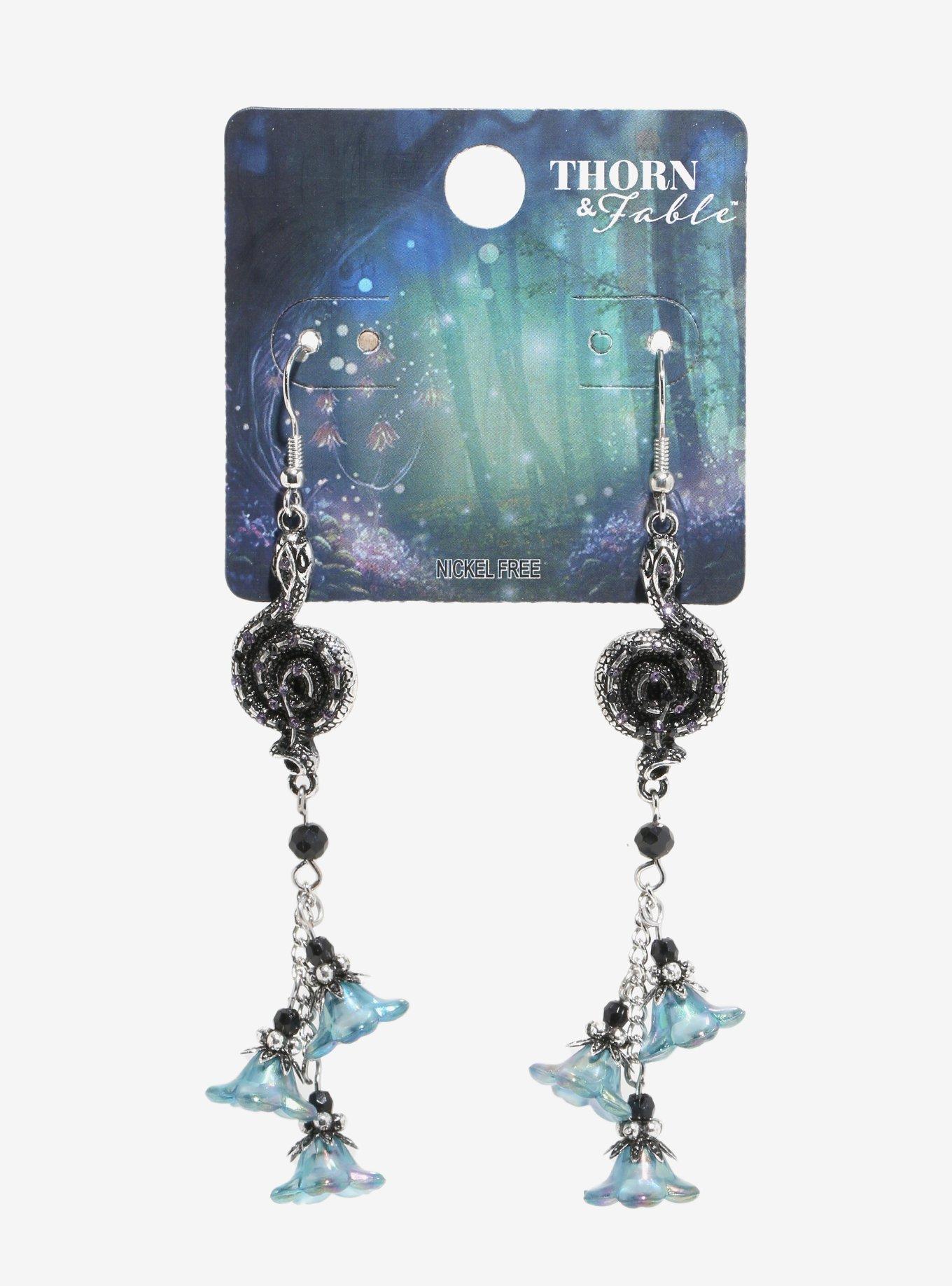 Thorn & Fable Serpent Flower Drop Earrings, , hi-res