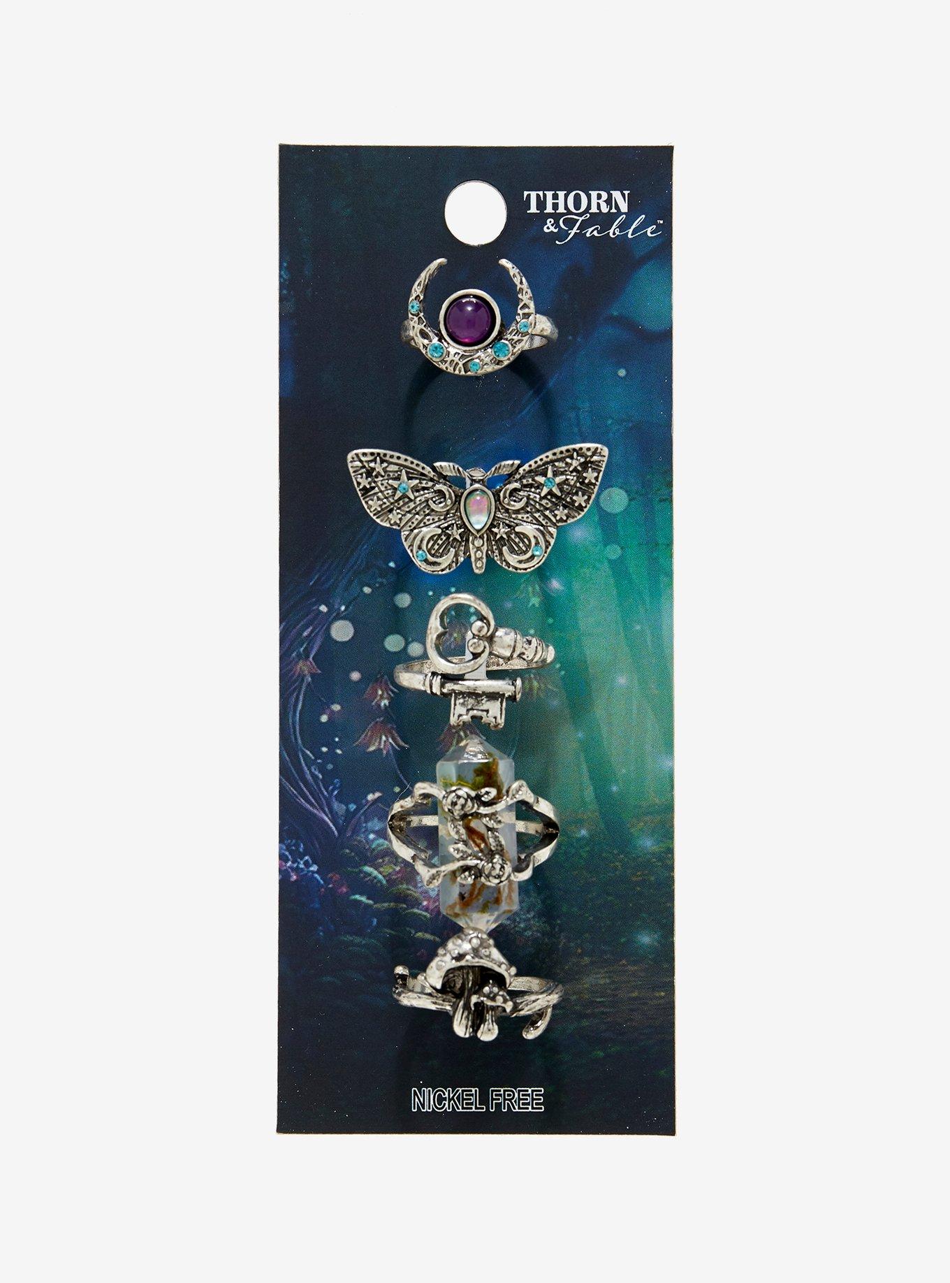 Thorn & Fable Moon Crystal Moth Ring Set, , hi-res