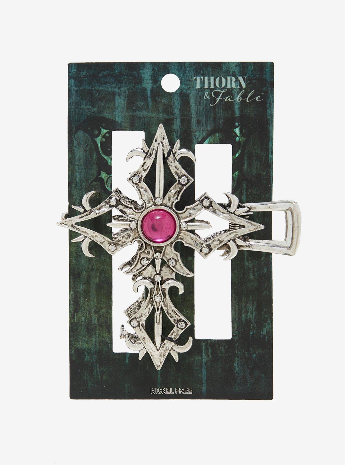 Thorn & Fable Ornate Cross Gem Claw Hair Clip, , hi-res