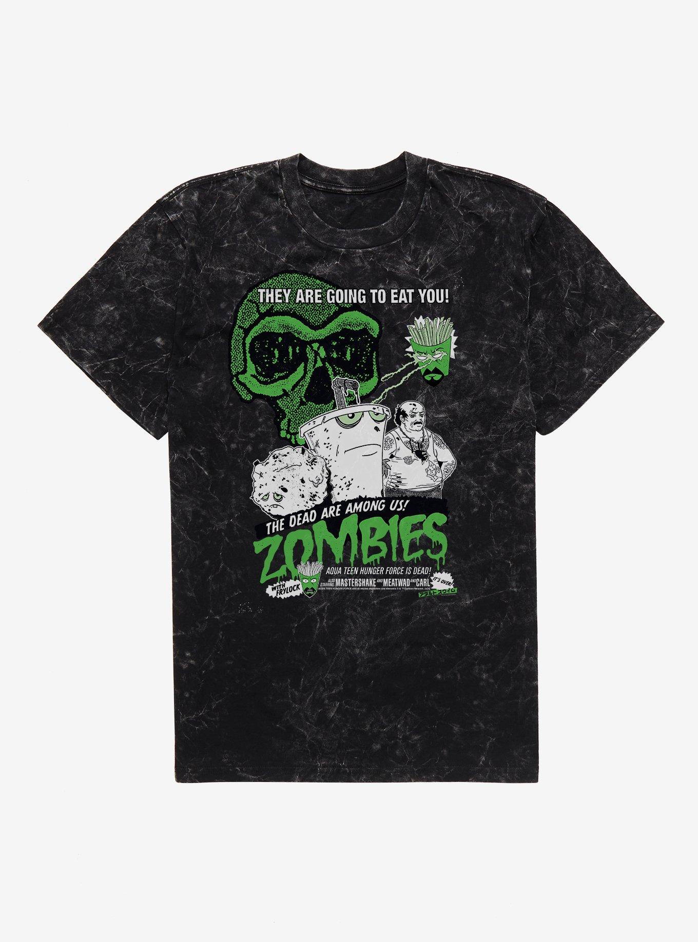 Aqua Teen Hunger Force Zombies Mineral Wash T-Shirt, BLACK MINERAL WASH, hi-res