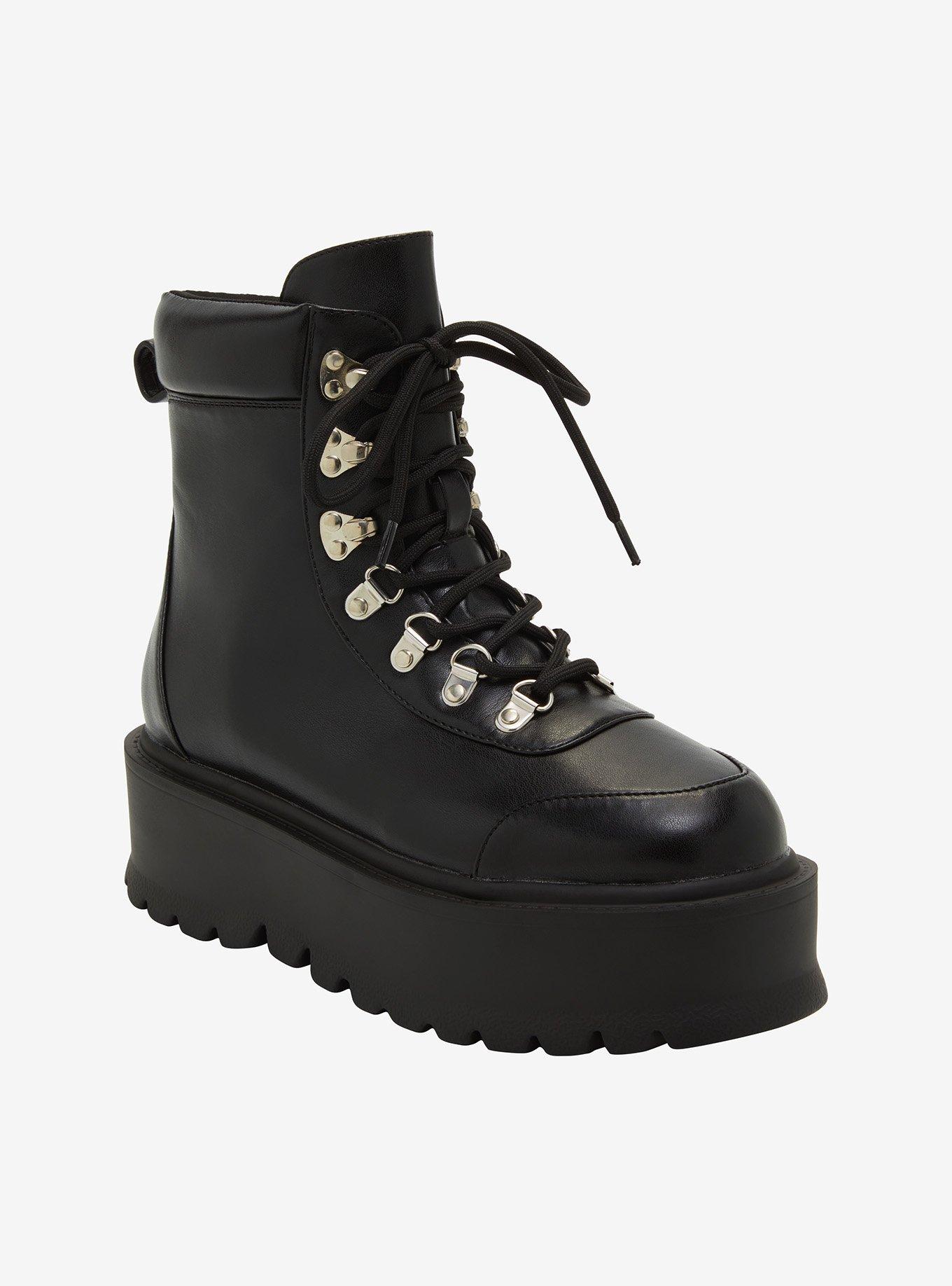 Koi Black Matric Platform Combat Boots, , hi-res