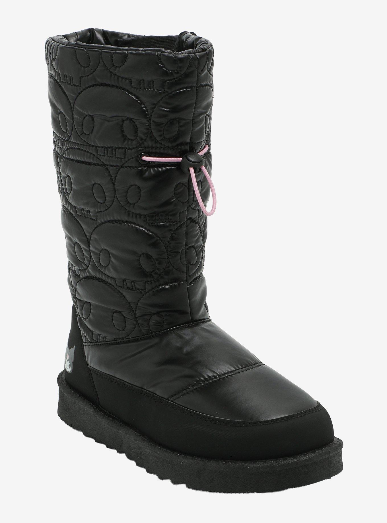 Kuromi Skull Black Puffer Boots, , hi-res