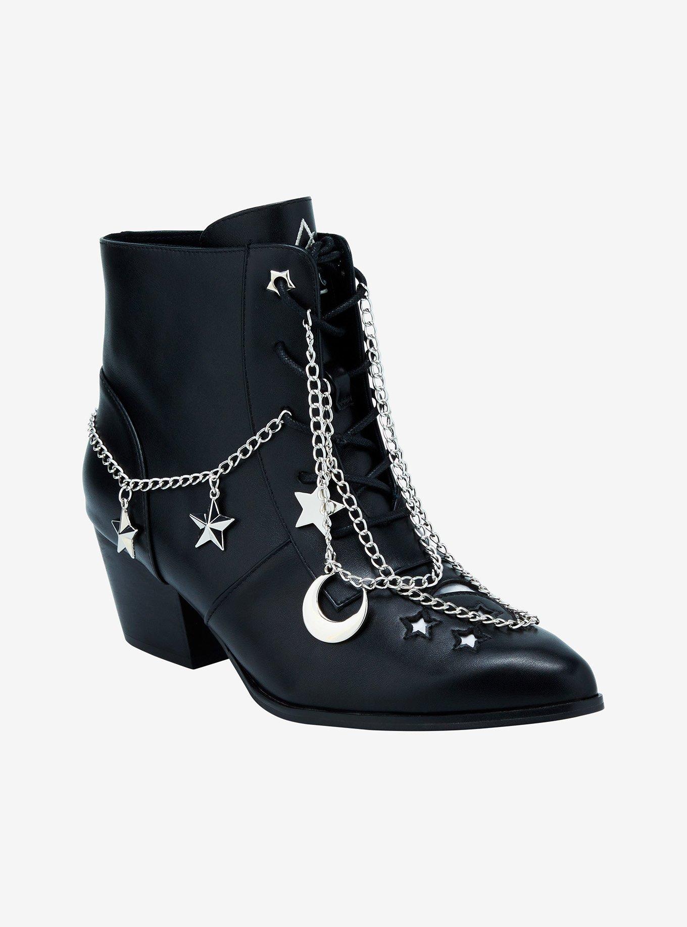 YRU Black Aura Celestial Chain Booties, MULTI, hi-res