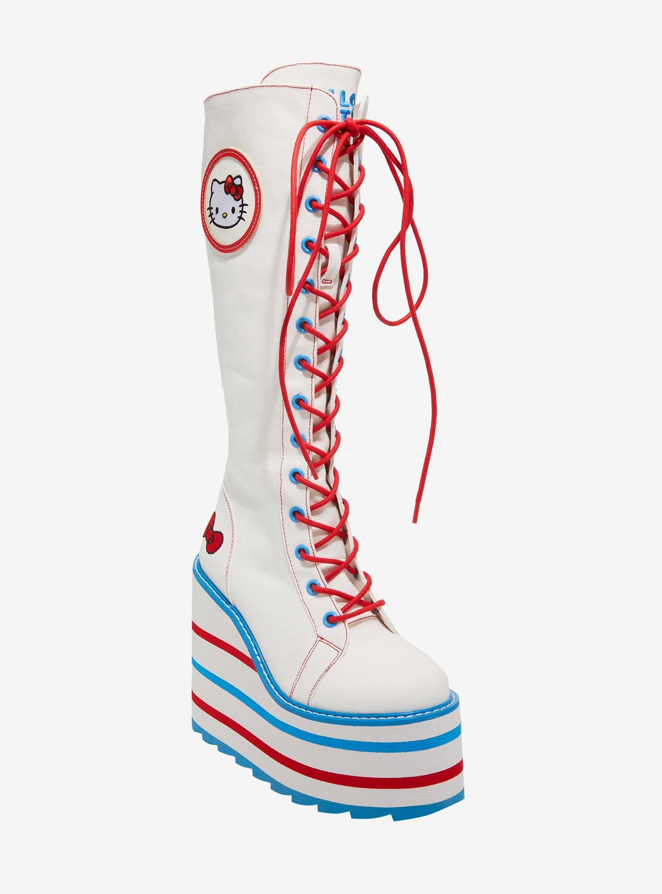 Hello Kitty X YRU White & Red Detention Platform Boots, , hi-res