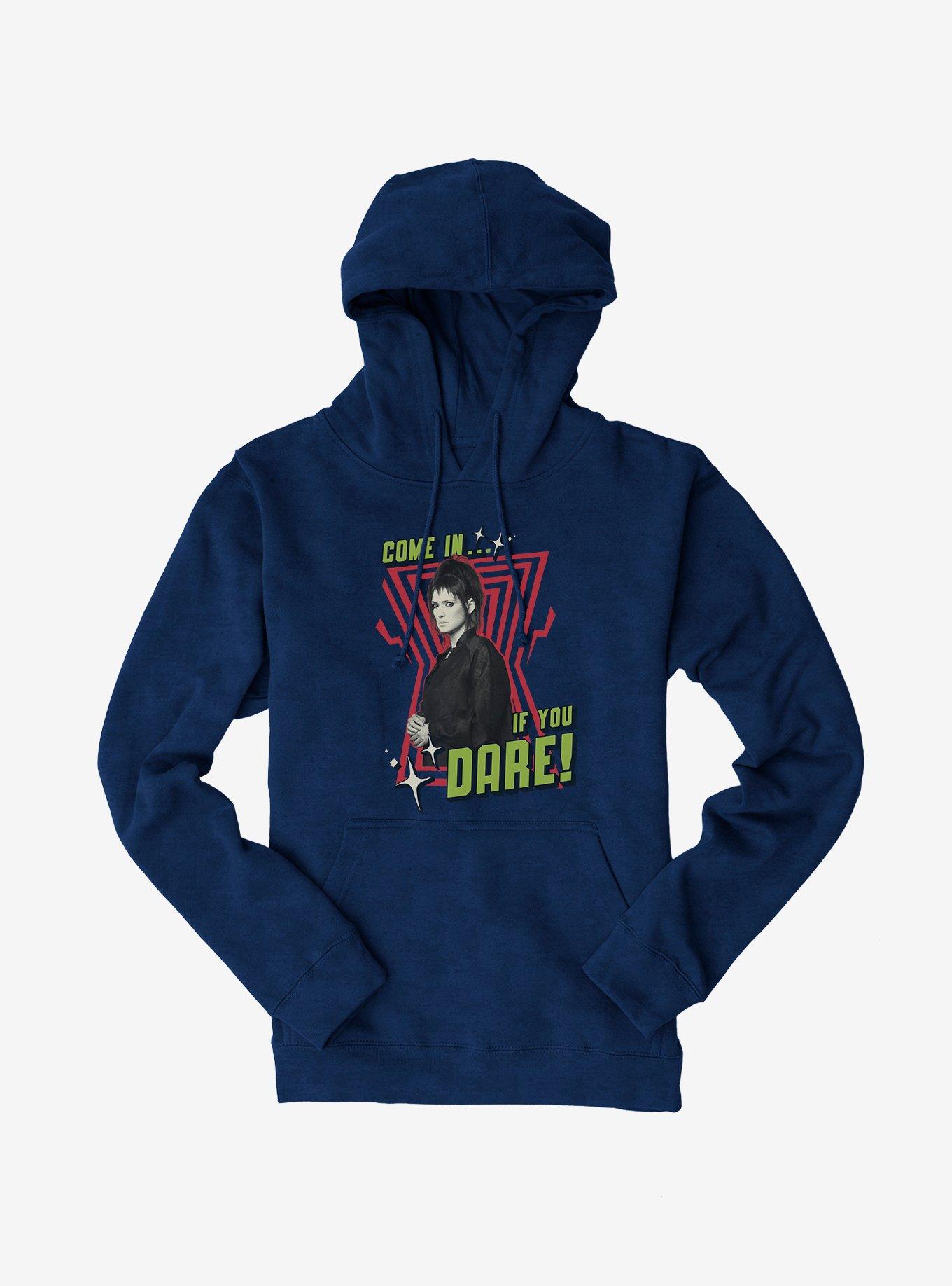 Beetlejuice Beetlejuice Come In If You Dare Lydia Deetz Hoodie, NAVY, hi-res