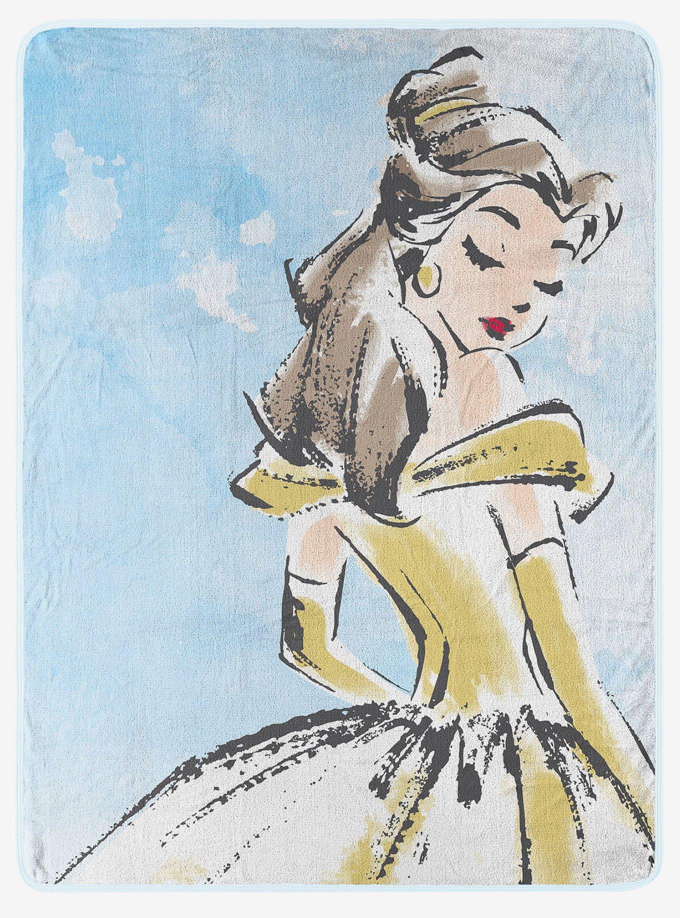 Disney Beauty and the Beast Watercolor Belle Micro Raschel Throw, , hi-res