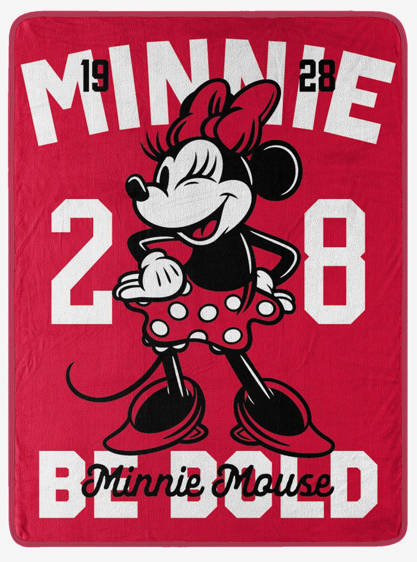 Disney Minnie Mouse Varsity Girl Micro Raschel Throw, , hi-res