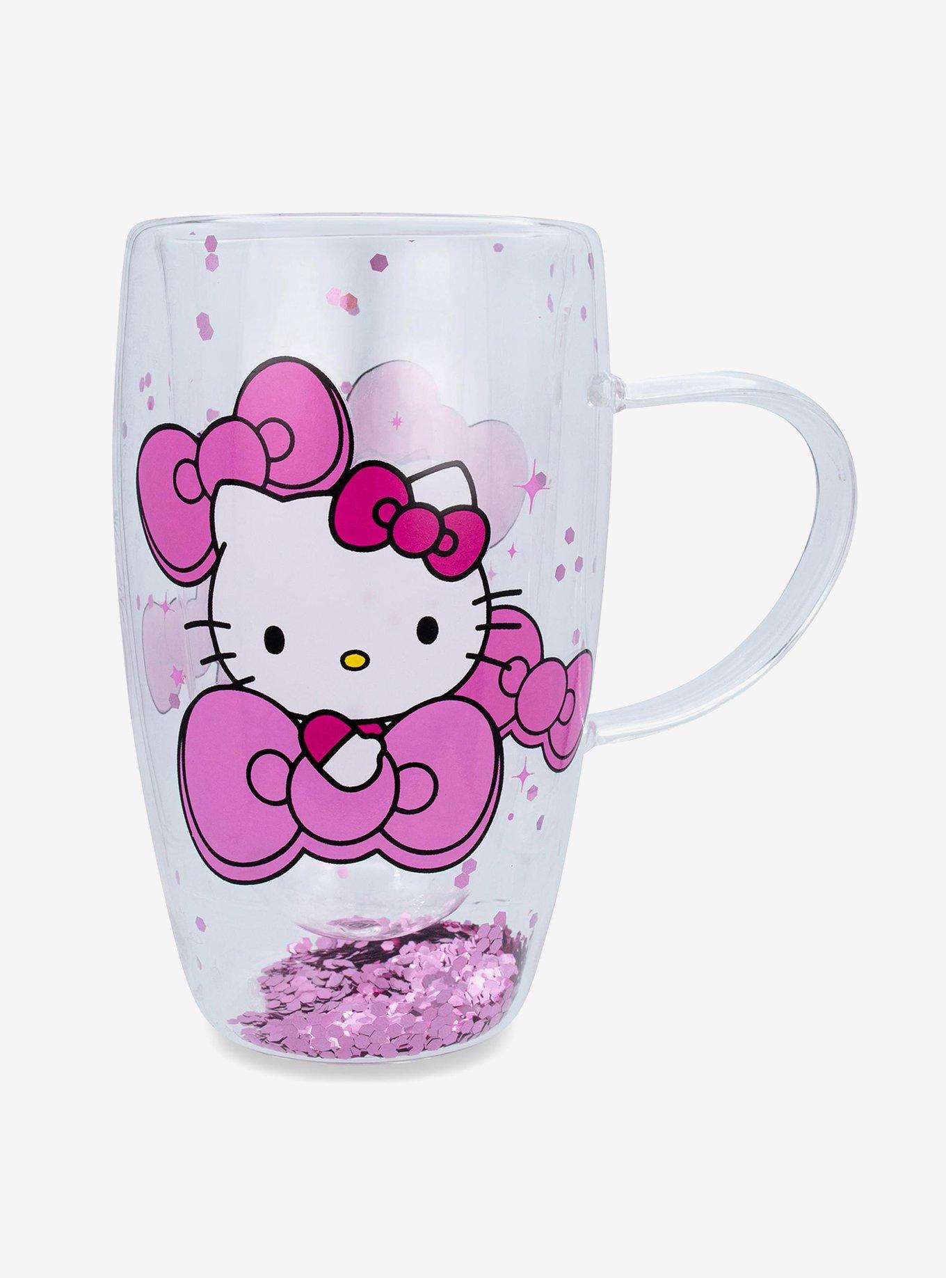 Hello Kitty Bows Pink Confetti Glass Mug, , hi-res