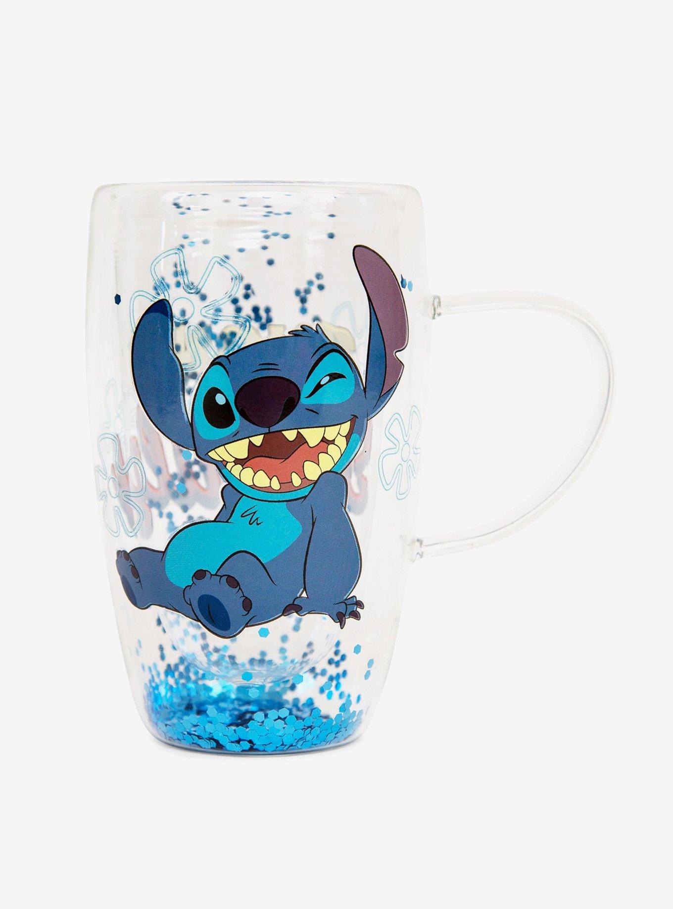 Stitch Blue Confetti Glass Mug, , hi-res