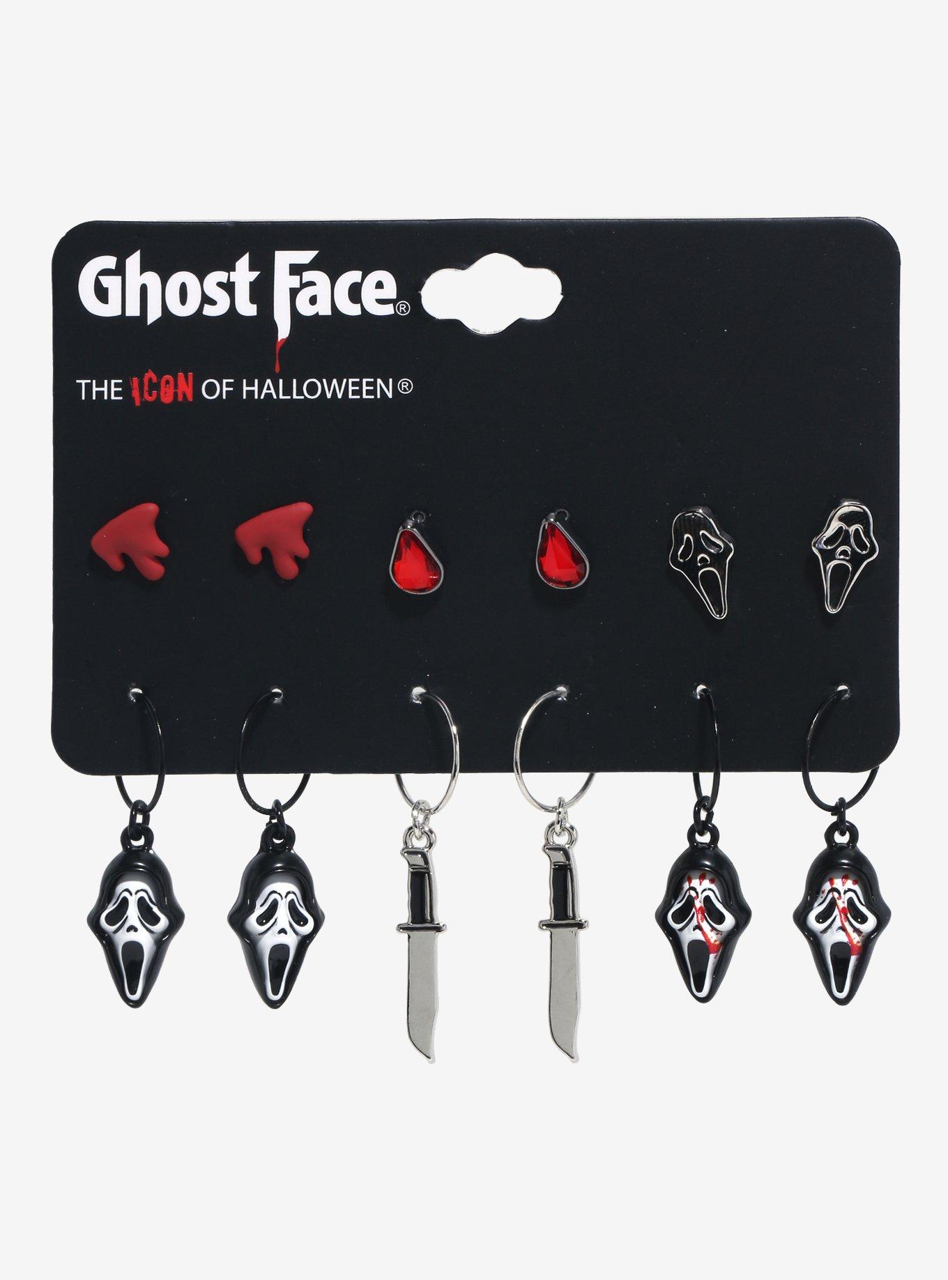 Ghost Face Mask Knife Blood Earring Set, , hi-res