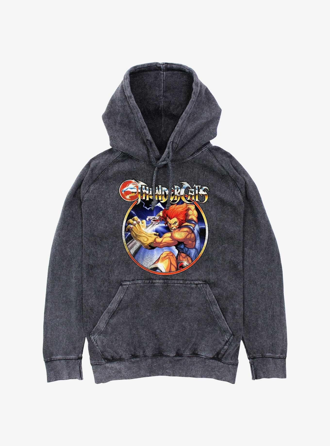 ThunderCats Lion-O Battle Pose Mineral Wash Hoodie, BLACK, hi-res