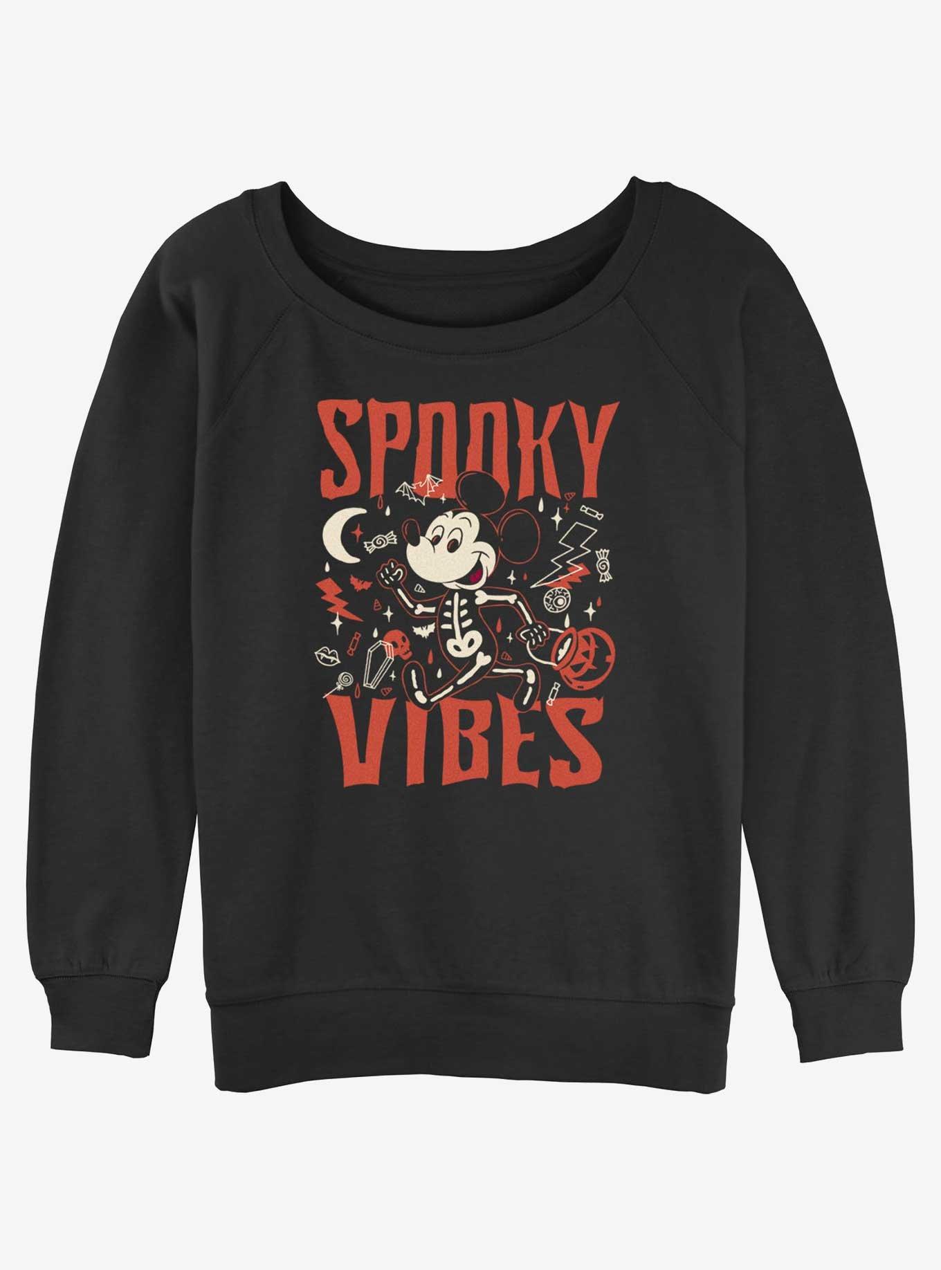 Disney Mickey Mouse Spooky Vibes Womens Slouchy Sweatshirt, BLACK, hi-res