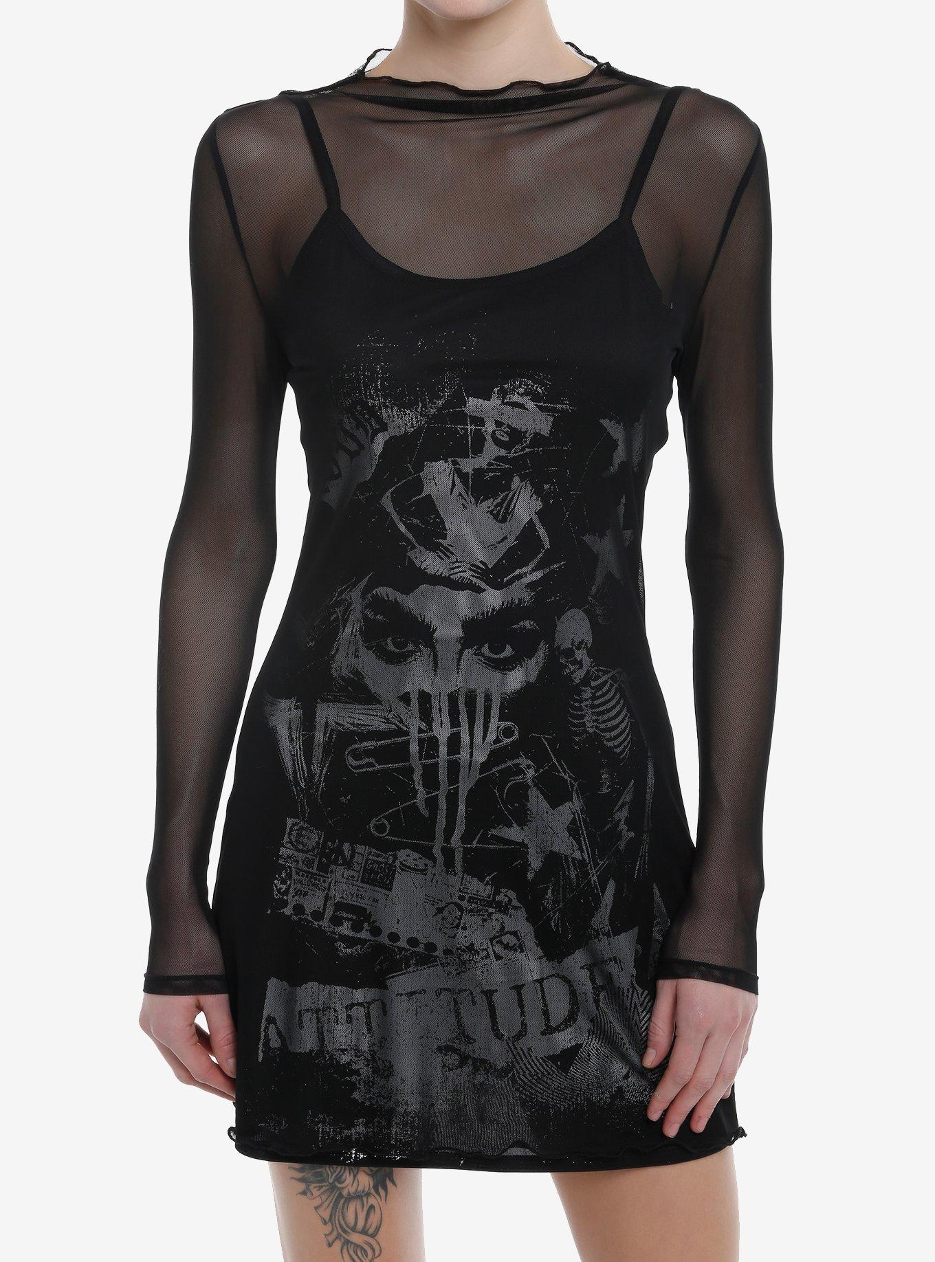 Punk Graphic Mesh Twofer Cami Dress | Hot Topic