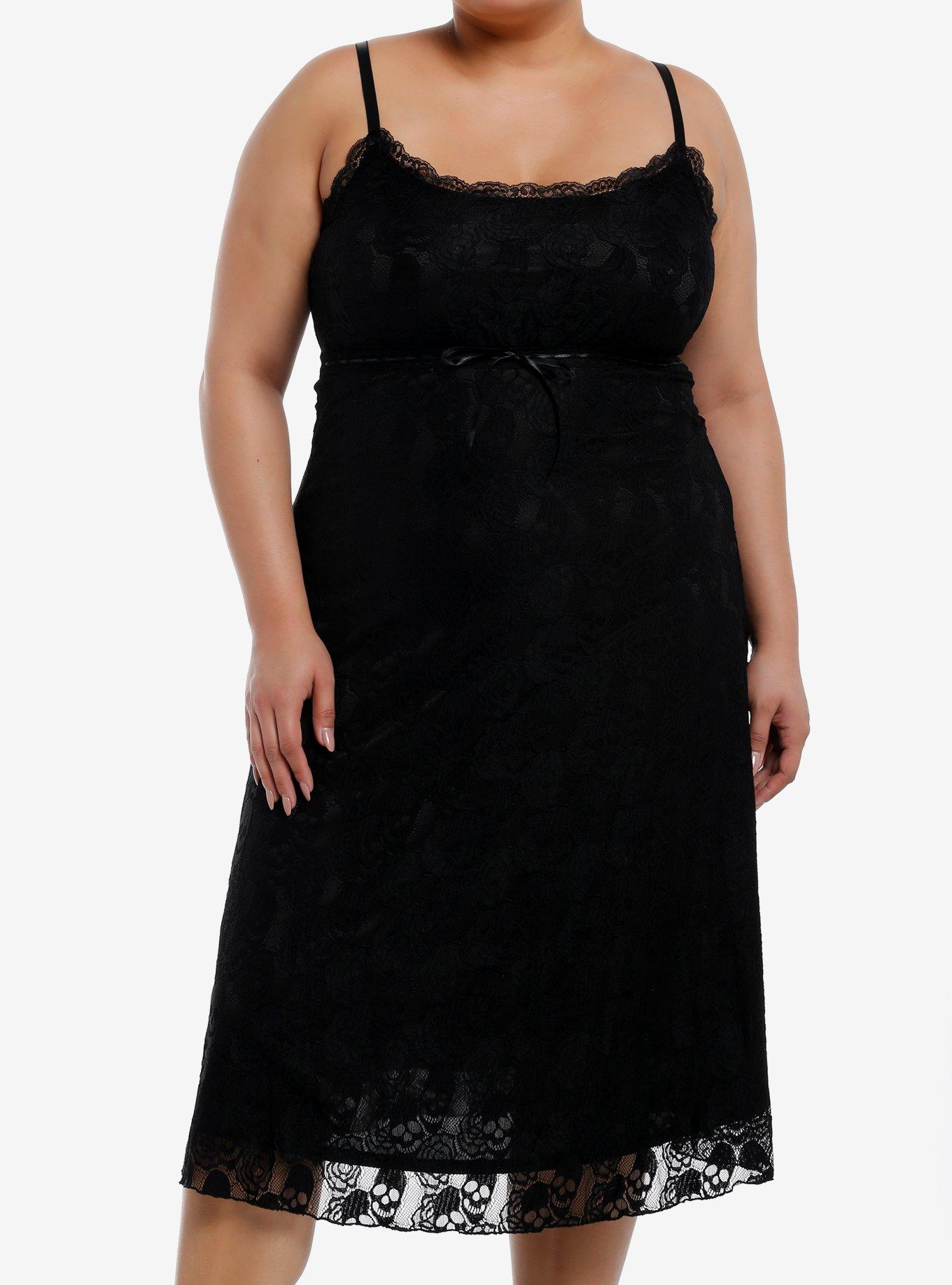 Cosmic Aura Skull Lace Midaxi Slip Dress Plus Size, , hi-res