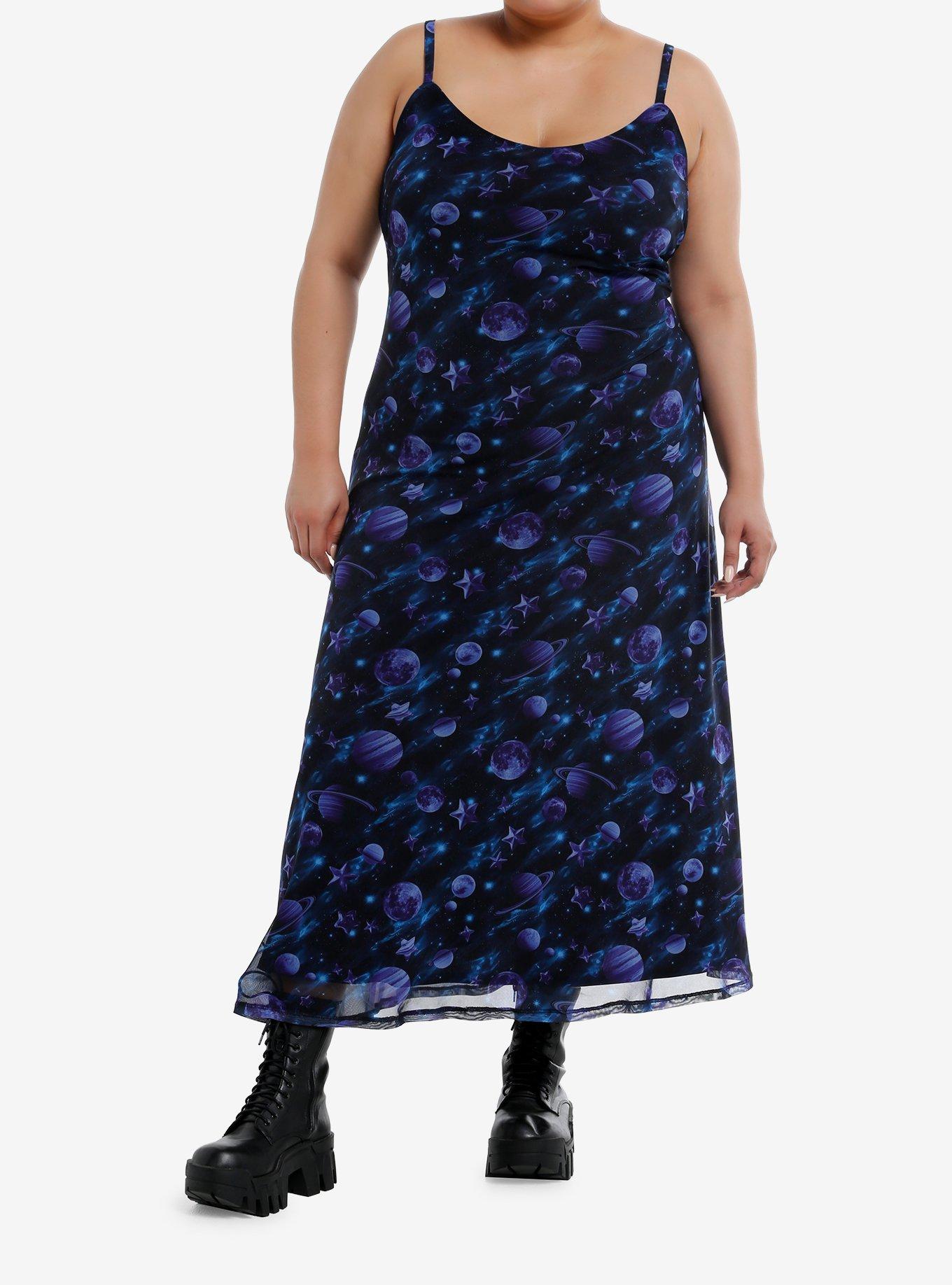 Cosmic Aura Dark Planet Cami Maxi Dress Plus Size, , hi-res