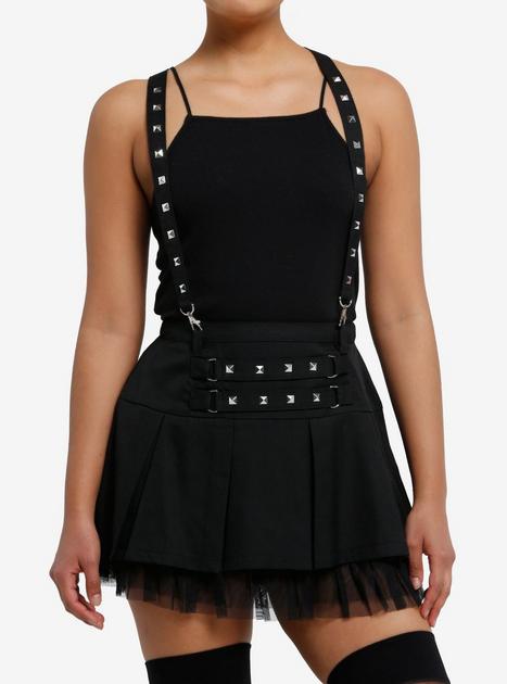 Social Collision Black Pyramid Stud Suspender Skirt | Hot Topic