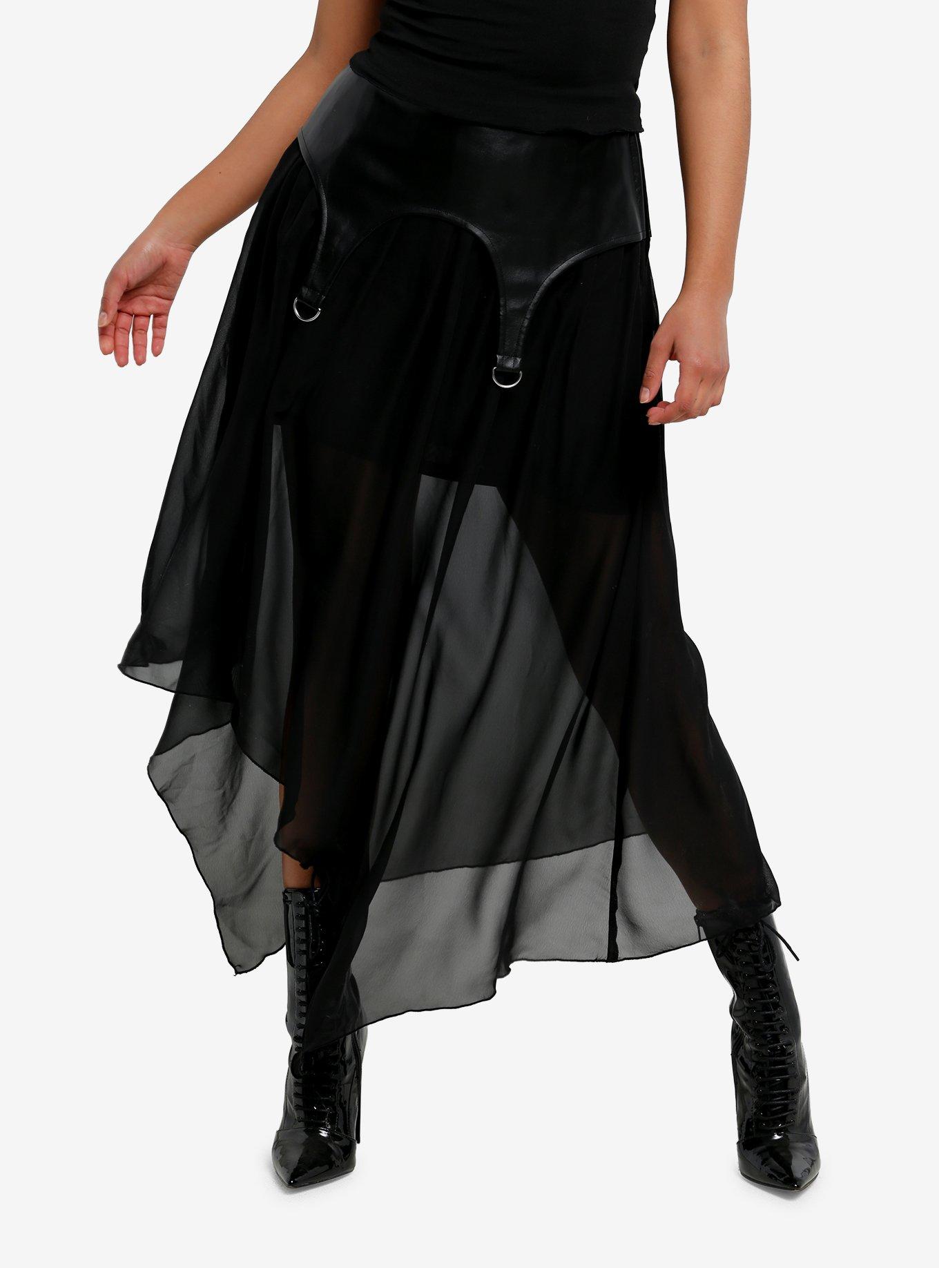 Cosmic Aura Faux Leather & Chiffon Maxi Skirt | Hot Topic