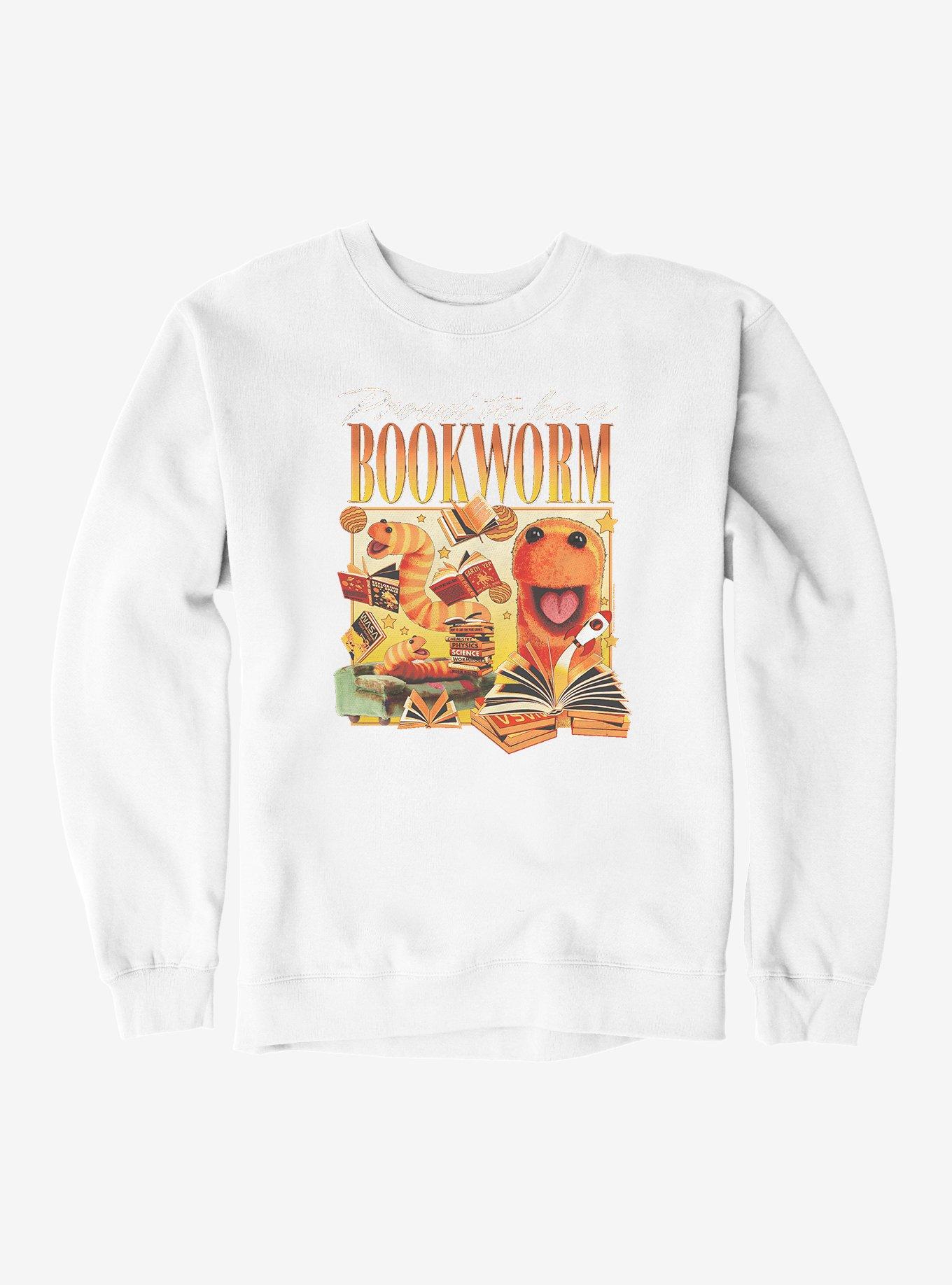 Sesame Street Slimey Proud To Be A Bookworm Sweatshirt, WHITE, hi-res