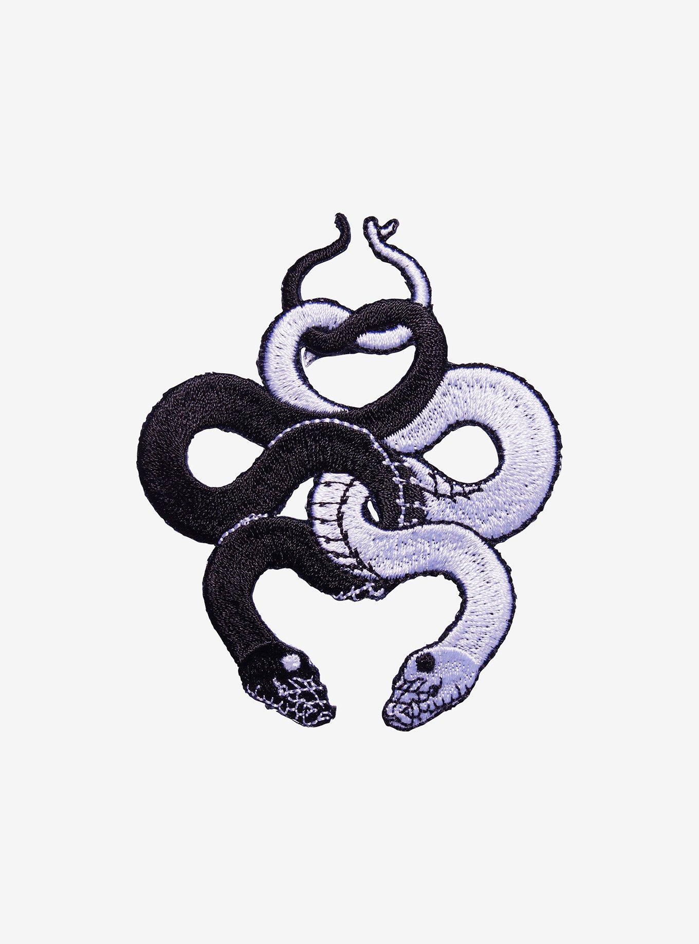 Black & White Twisting Snake Patch, , hi-res