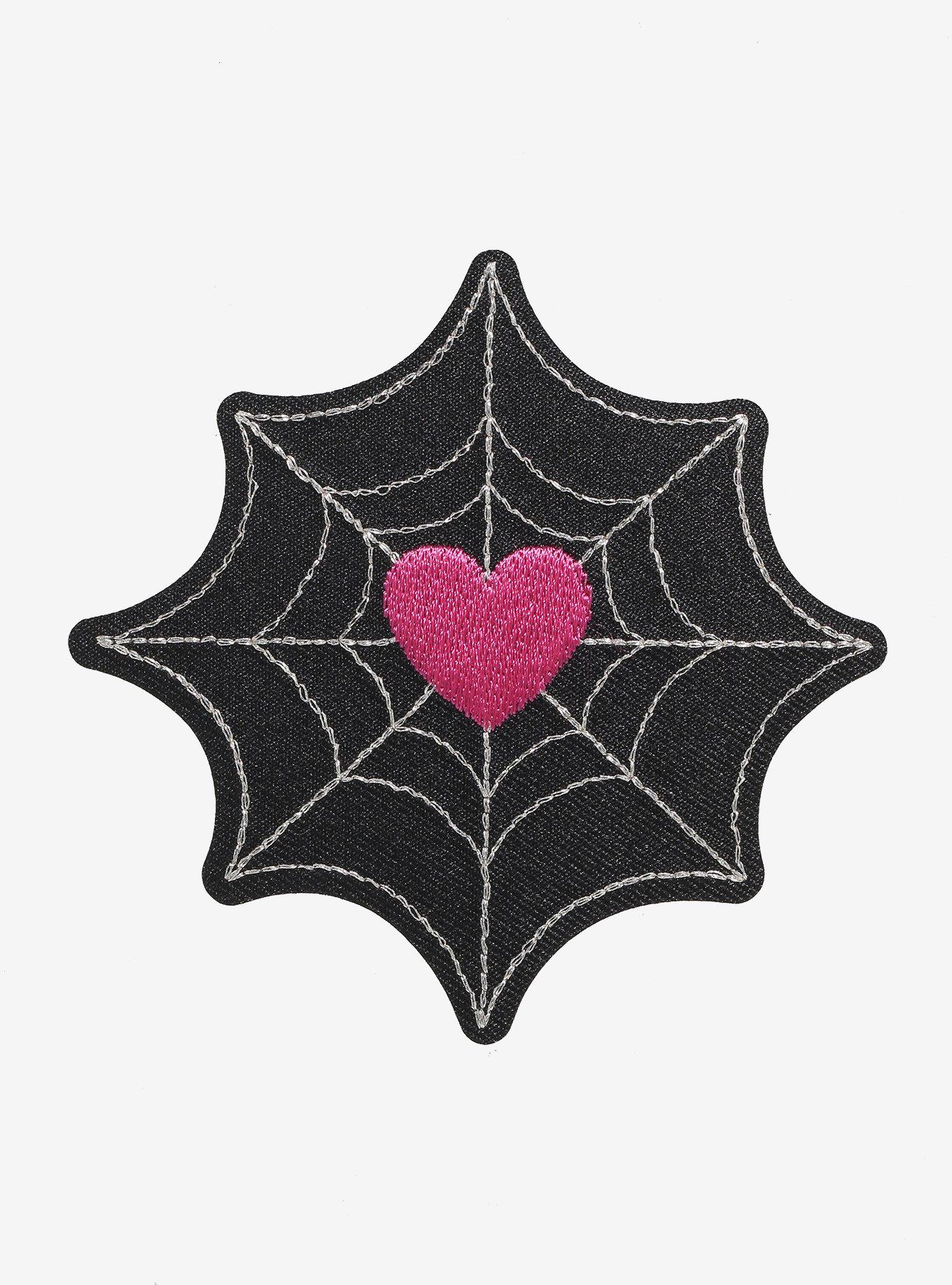 Pink Heart Spiderweb Patch, , hi-res