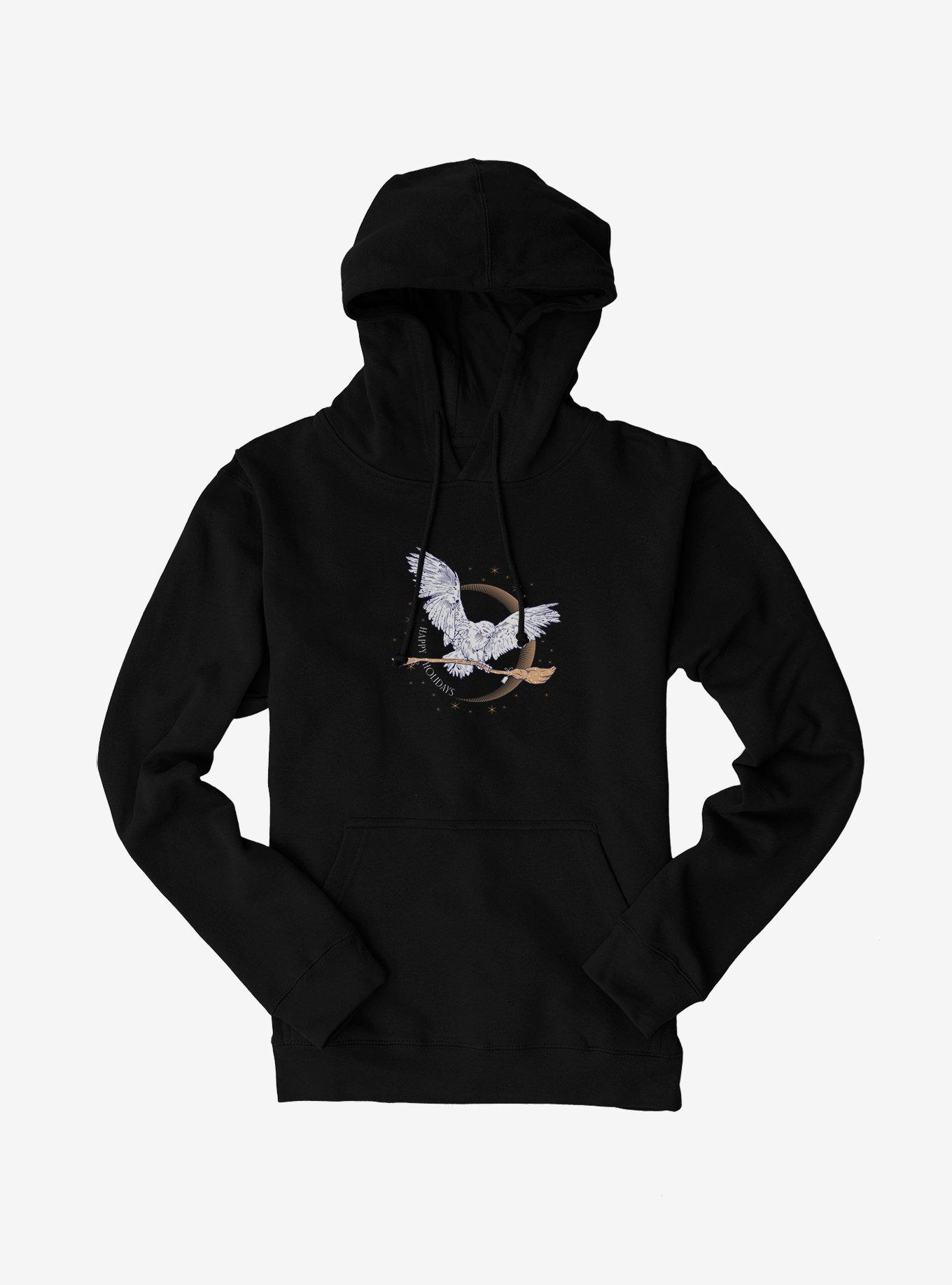 Harry Potter Hedwig Happy Holidays Hoodie, BLACK, hi-res