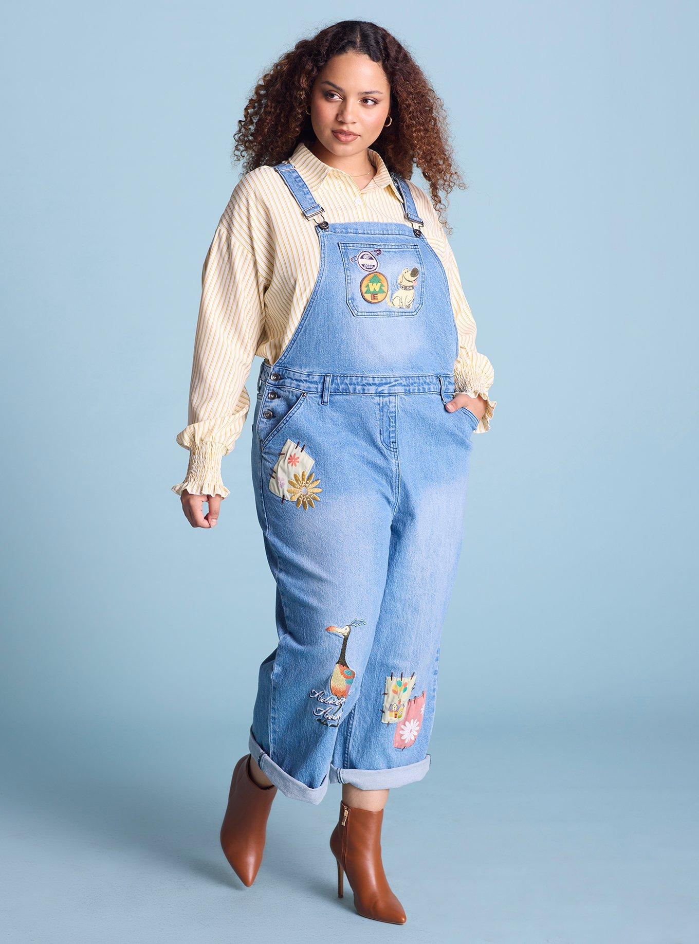 Disney Pixar Up Character Patchwork Women's Plus Size Overalls - BoxLunch Exclusive